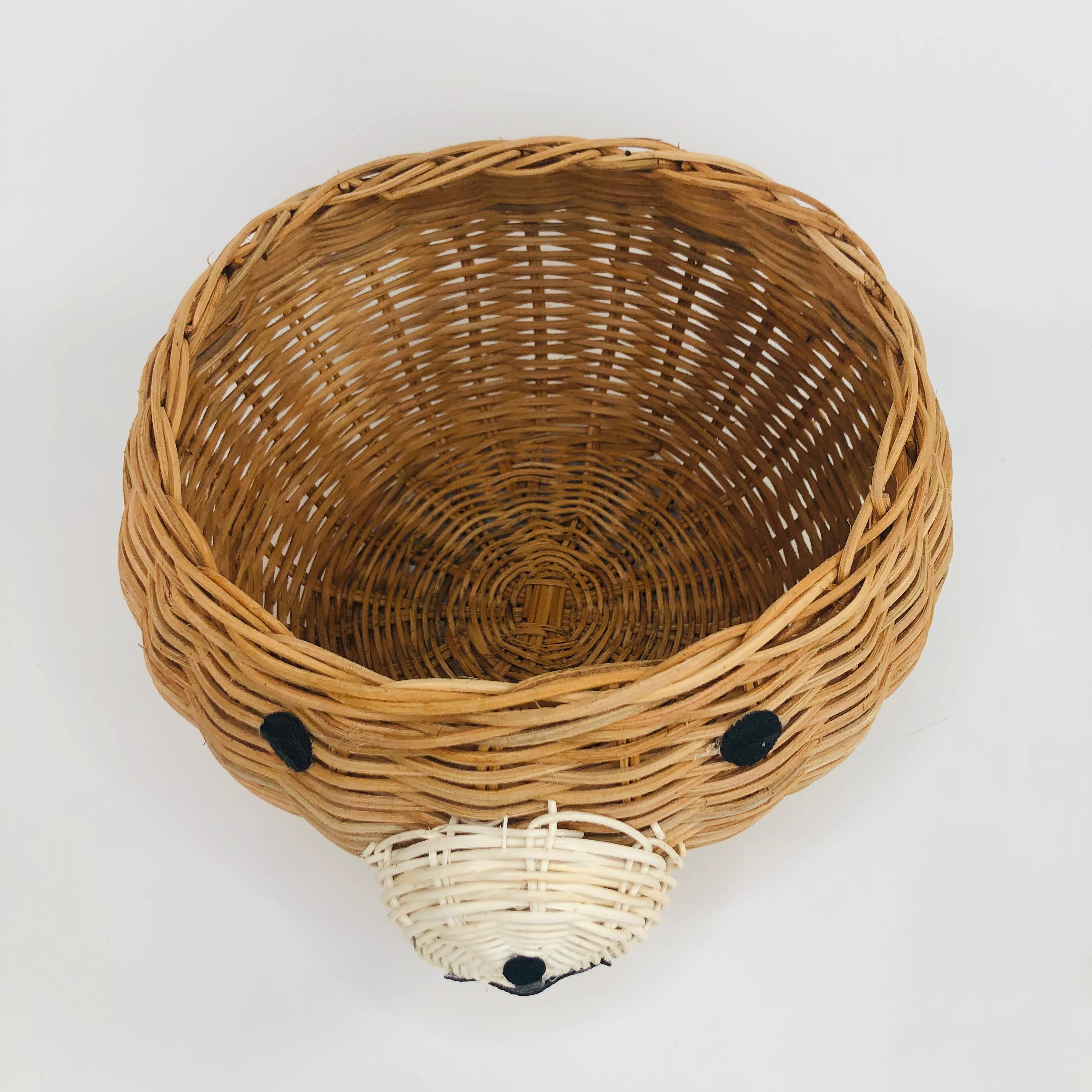 Natural Rattan Storage Basket with Lid - Bear Design Nursery Decor for Baby Clothes, Toys & Blankets | Perfect for Nursery, Playroom & Home Organization