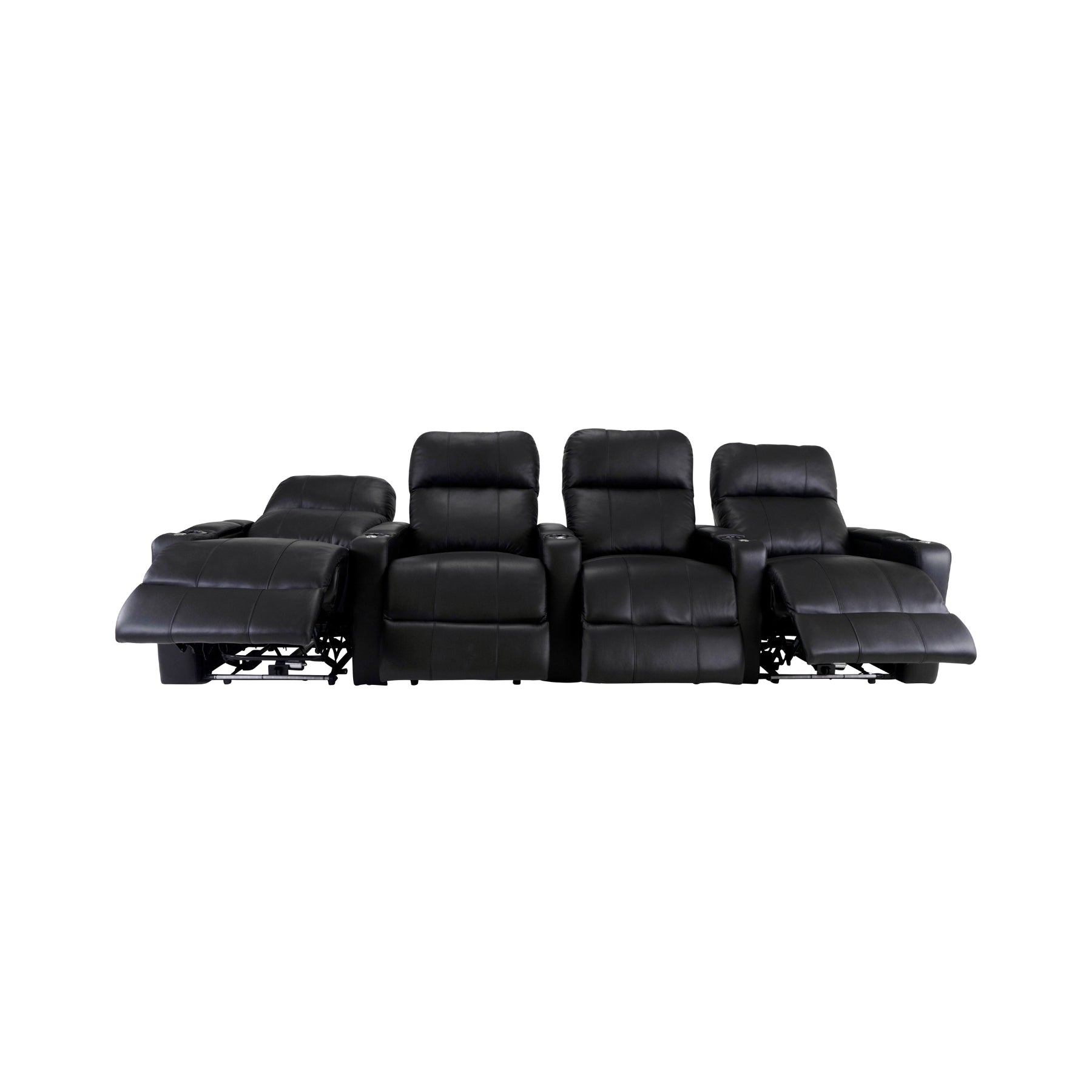 RowOne 4-Piece Recliner Set - Ultra Soft Fabric Sectional Sofa with Cup Holders and USB Ports | Perfect for Living Room, Home Theater, and Family Gatherings