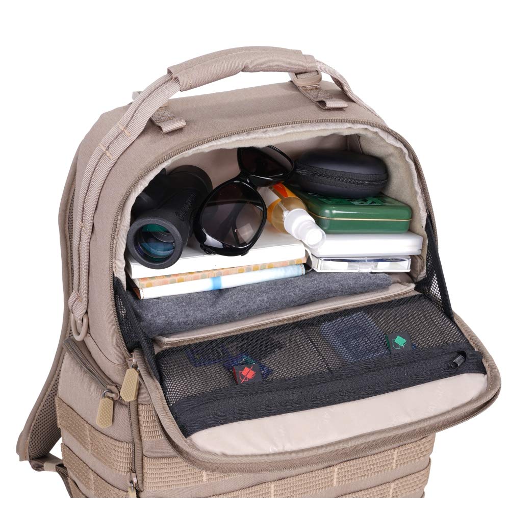 VANGUARD VEO Range T45M Tactical DSLR/Mirrorless Camera Backpack - Beige | Waterproof & Shockproof Design for Outdoor Photography, Travel & Hiking