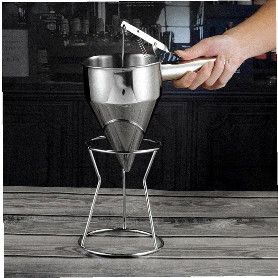 Premium Stainless Steel Piston Funnel - Perfect for Cream Dispensing, Cake Decorating & Pancake Batter Pouring - Essential Kitchen & Bakery Baking Accessories for Dessert Making, DIY Creations & Professional Use