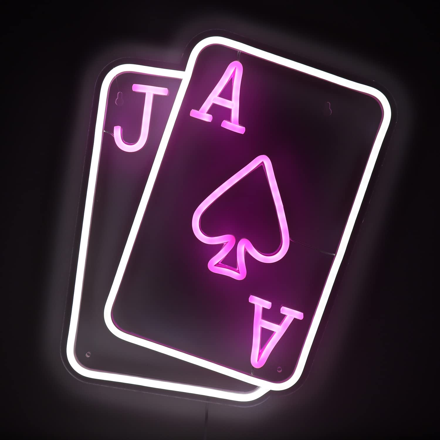 Poker LED Neon Sign - USB Powered Playing Cards & Blackjack Wall Art - 15.1x12.3 Inch Casino Themed Decor for Bars, Game Rooms, and Home Poker Nights - Perfect for Poker Parties, Man Caves, and Gambling-Themed Bedrooms