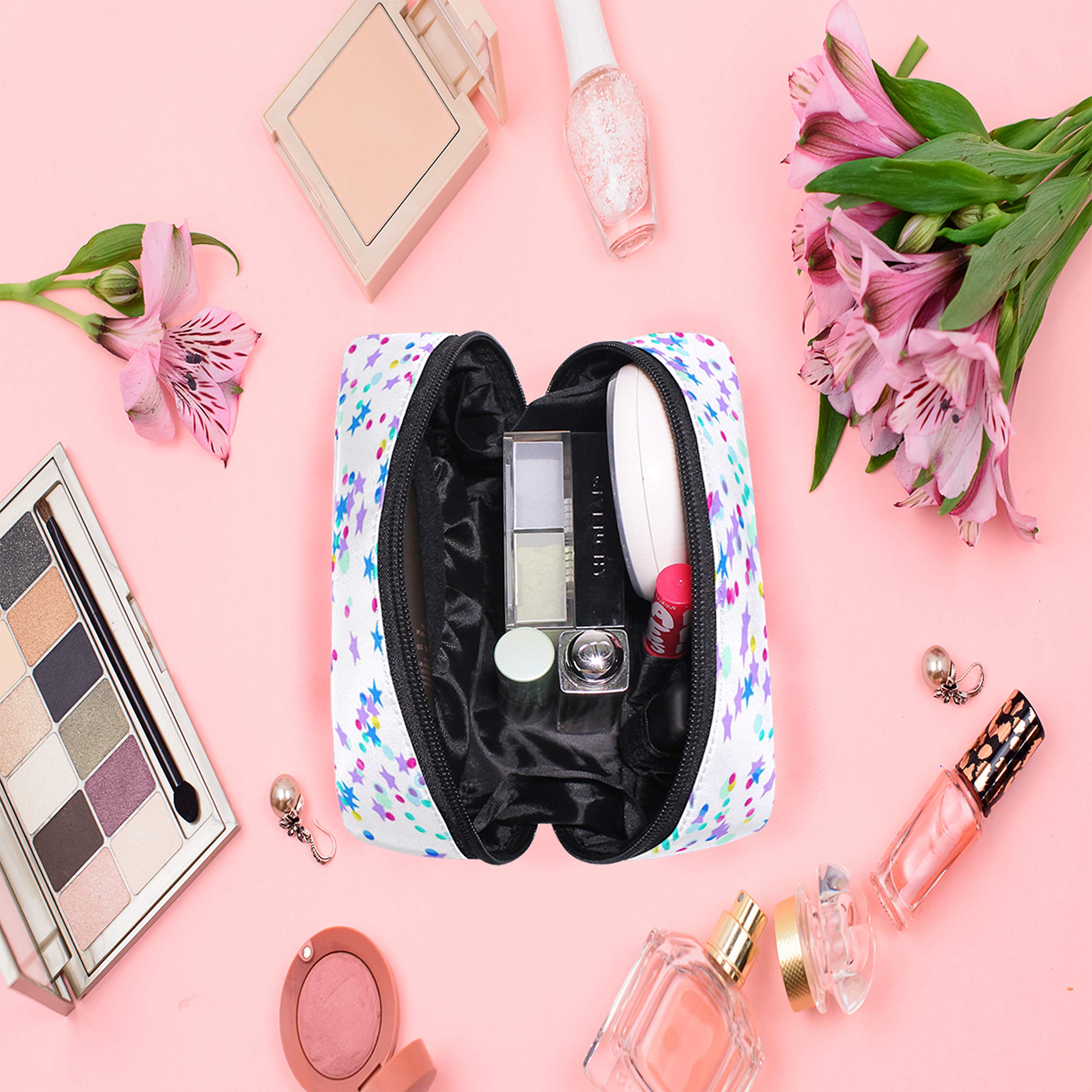 Unicorn Floral Star Mini Makeup Bag - Small Cosmetic Organizer with Zipper for Travel, Teens & Women | Perfect for Toiletries, Beauty Essentials & Daily Use