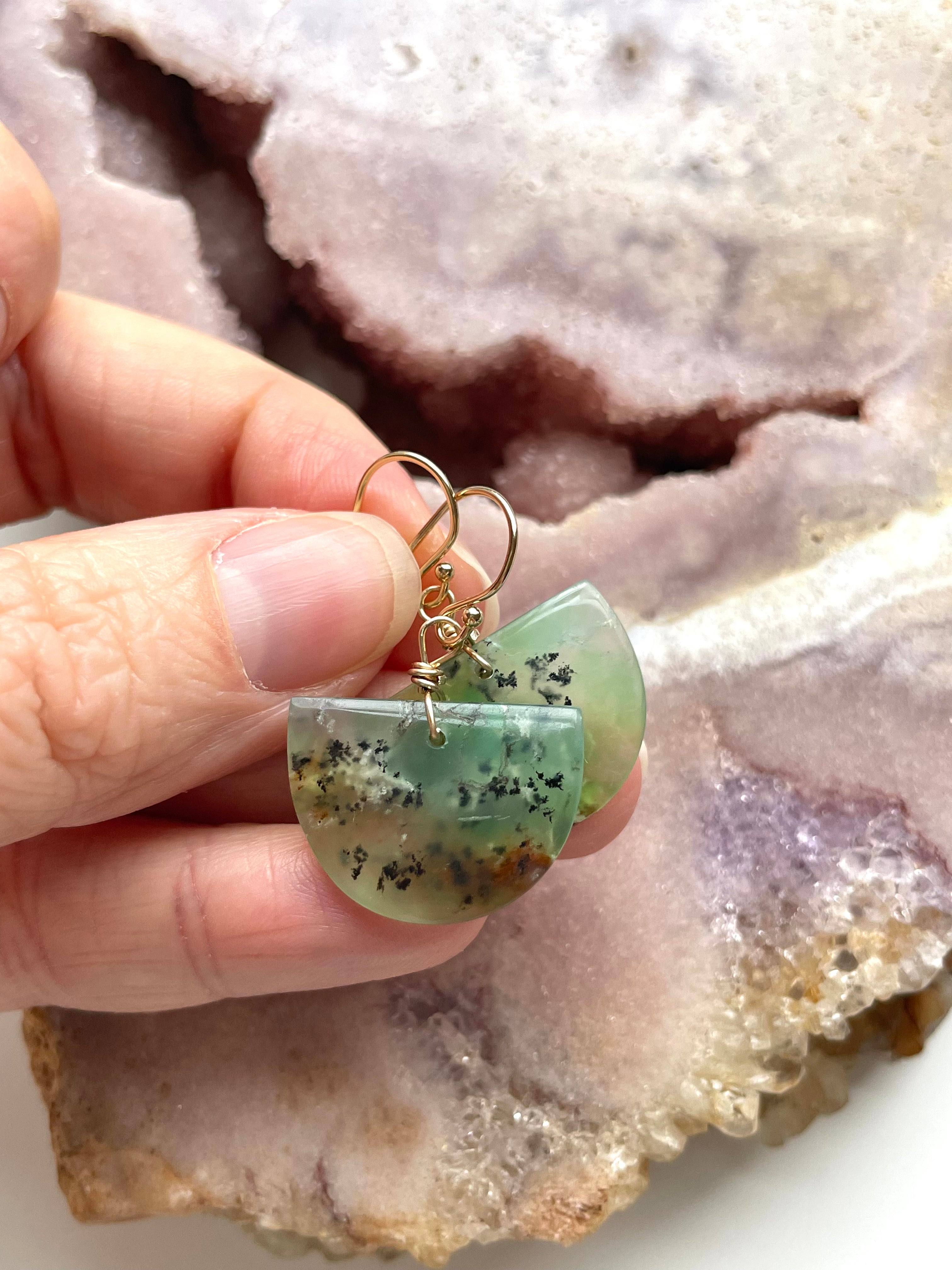 Chrysoprase Statement Earrings - 14K Gold Filled Dangle Earrings for Women | Elegant Jewelry Gift for Birthday, Anniversary & Special Occasions