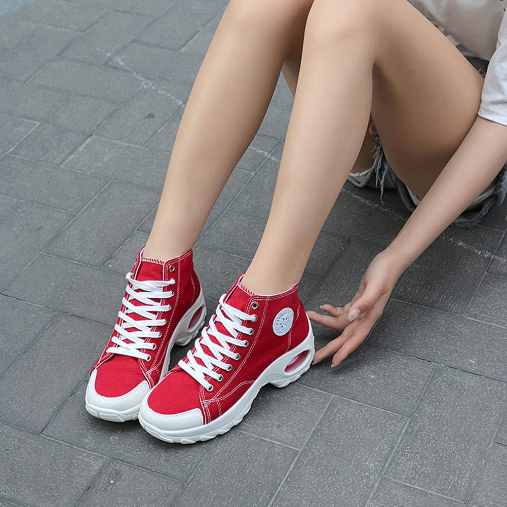 MAUGELY Women's High Top Sneakers - Fashion Canvas Shoes with Heightened Sole for Casual & Sports Wear | Perfect for Running, Gym, and Everyday Outfits