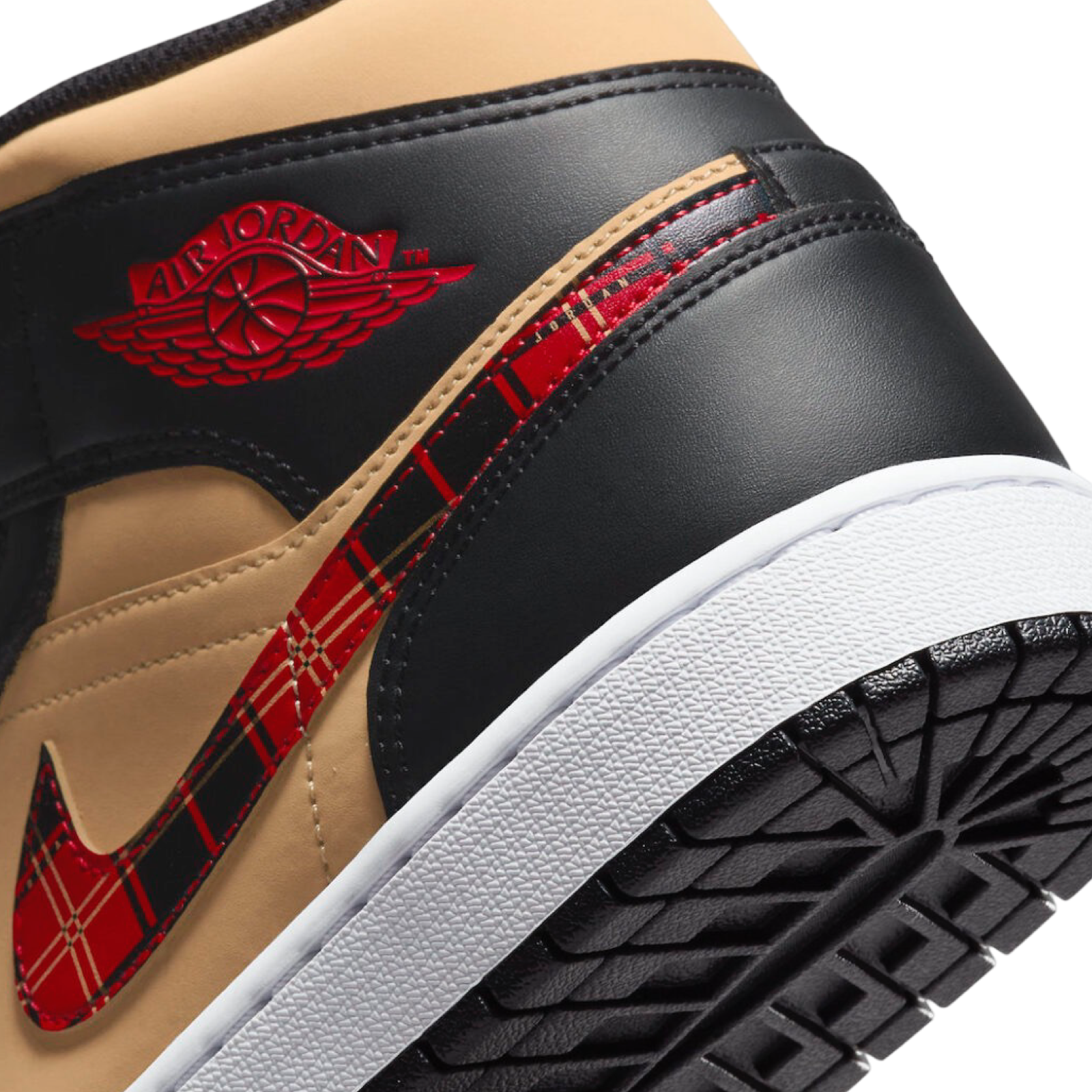 Air Jordan 1 Mid Tartan Swoosh Sneakers - Men's Basketball Shoes with Plaid Design - Perfect for Streetwear & Casual Fashion