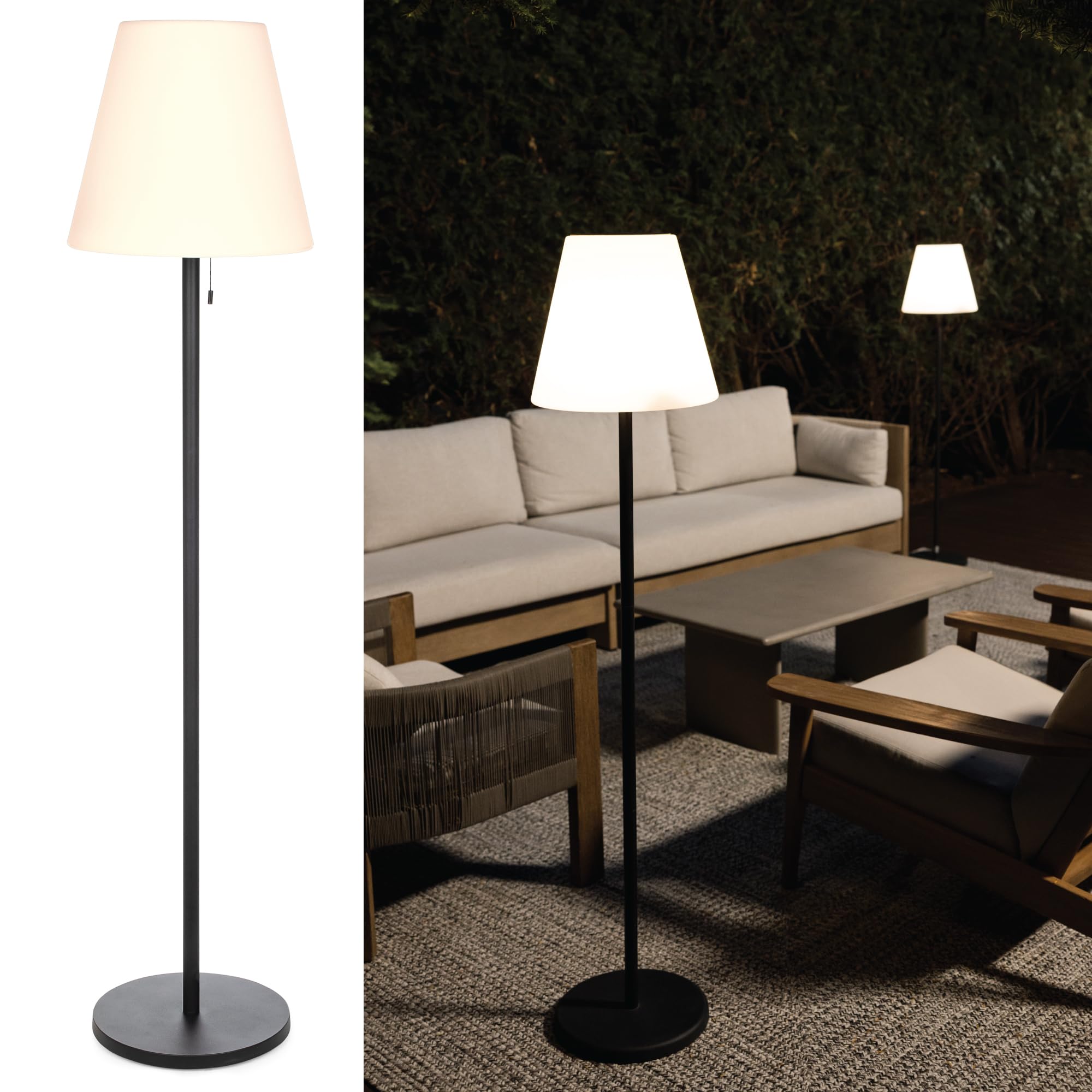 Nocturne Outdoor Solar Floor Lamp with Bluetooth Speaker | 100% Solar Powered Waterproof LED Light | Wireless Music for Patio, Garden, Deck & Backyard | Perfect for Outdoor Parties, BBQ Nights & Relaxing Evenings