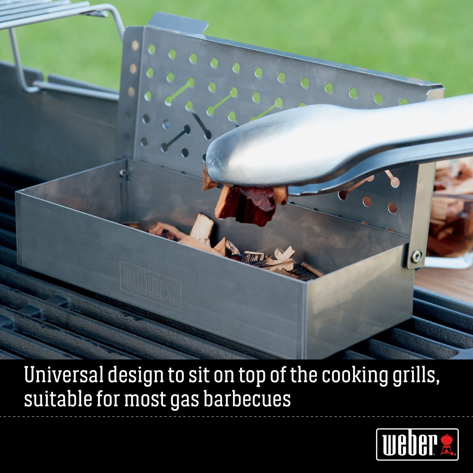 Weber Universal Stainless Steel Smoker Box for Grills - Perfect for BBQ, Smoking Meats & Enhancing Flavor on Gas or Charcoal Grills