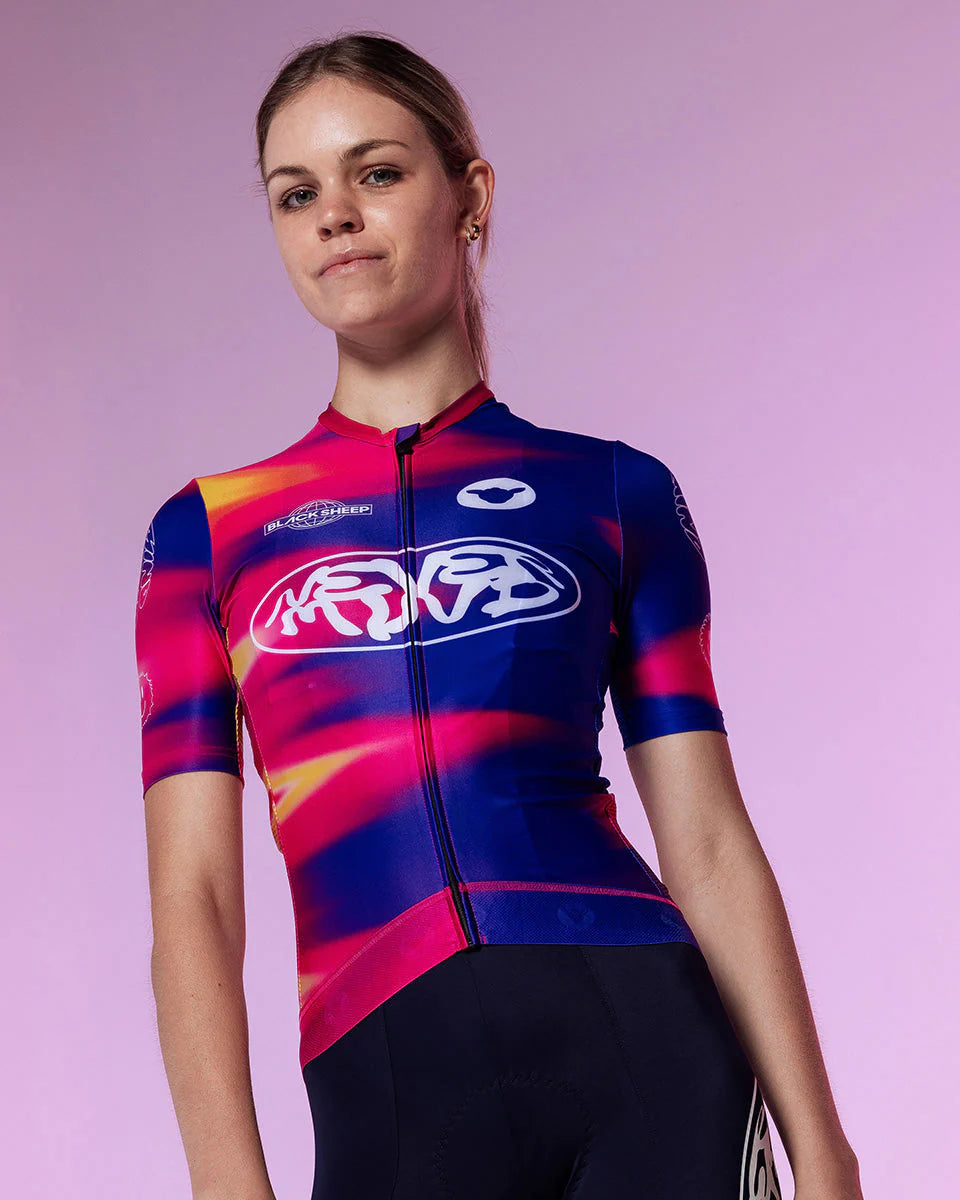 Black Sheep Women's Team Short Sleeve Cycling Jersey - Breathable & Moisture-Wicking for Road Biking & Mountain Cycling - Perfect for Training Rides & Outdoor Adventures