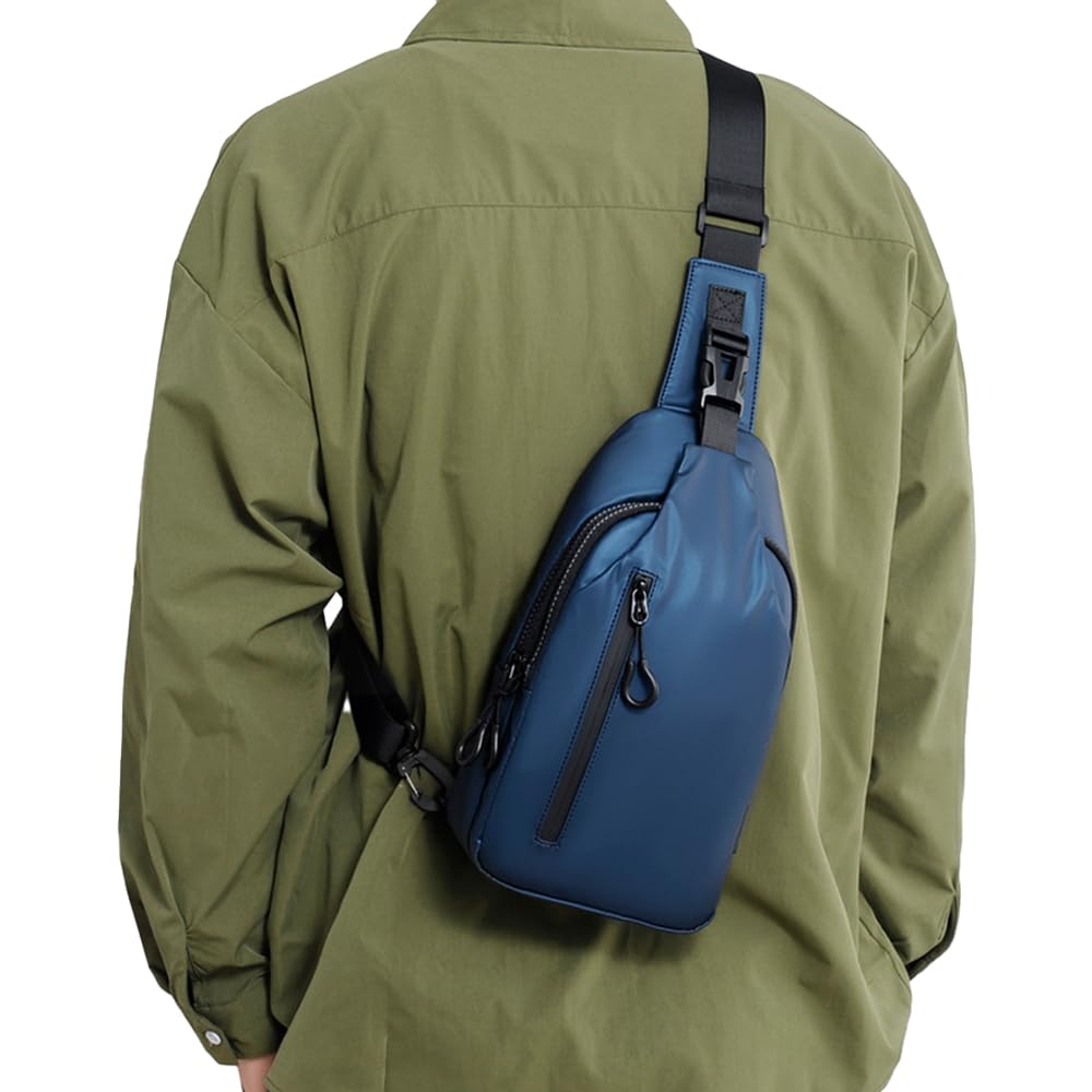 Lightweight Waterproof Crossbody Sling Bag for Men & Women - Compact Chest Shoulder Backpack (Blue) | Perfect for Travel, Hiking, Gym & Everyday Use