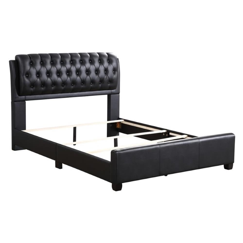 Glory Furniture Marilla Faux Leather Upholstered Full Size Bed Frame in Black - Modern Bedroom Furniture for Adults & Guest Rooms