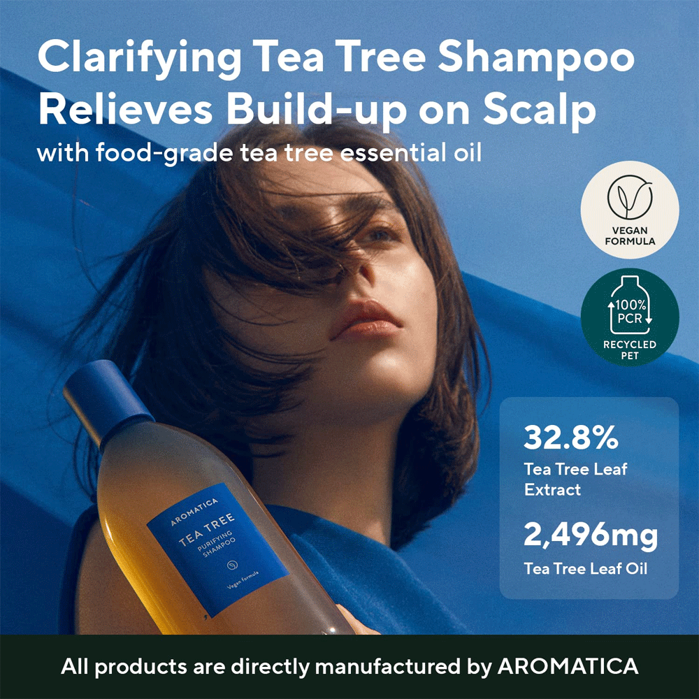 AROMATICA Tea Tree Purifying Shampoo 400ml - Deep Cleansing for Oily Scalp & Dandruff Control - Perfect for Daily Hair Care & Scalp Refreshment