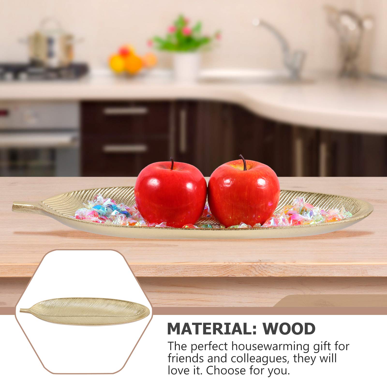 BESPORTBLE Wooden Leaf-Shaped Serving Tray - Snack Plate for Dried Fruits, Desserts, Salads & Appetizers | Eco-Friendly Food Storage & Party Platter for Home, Picnics & Entertaining