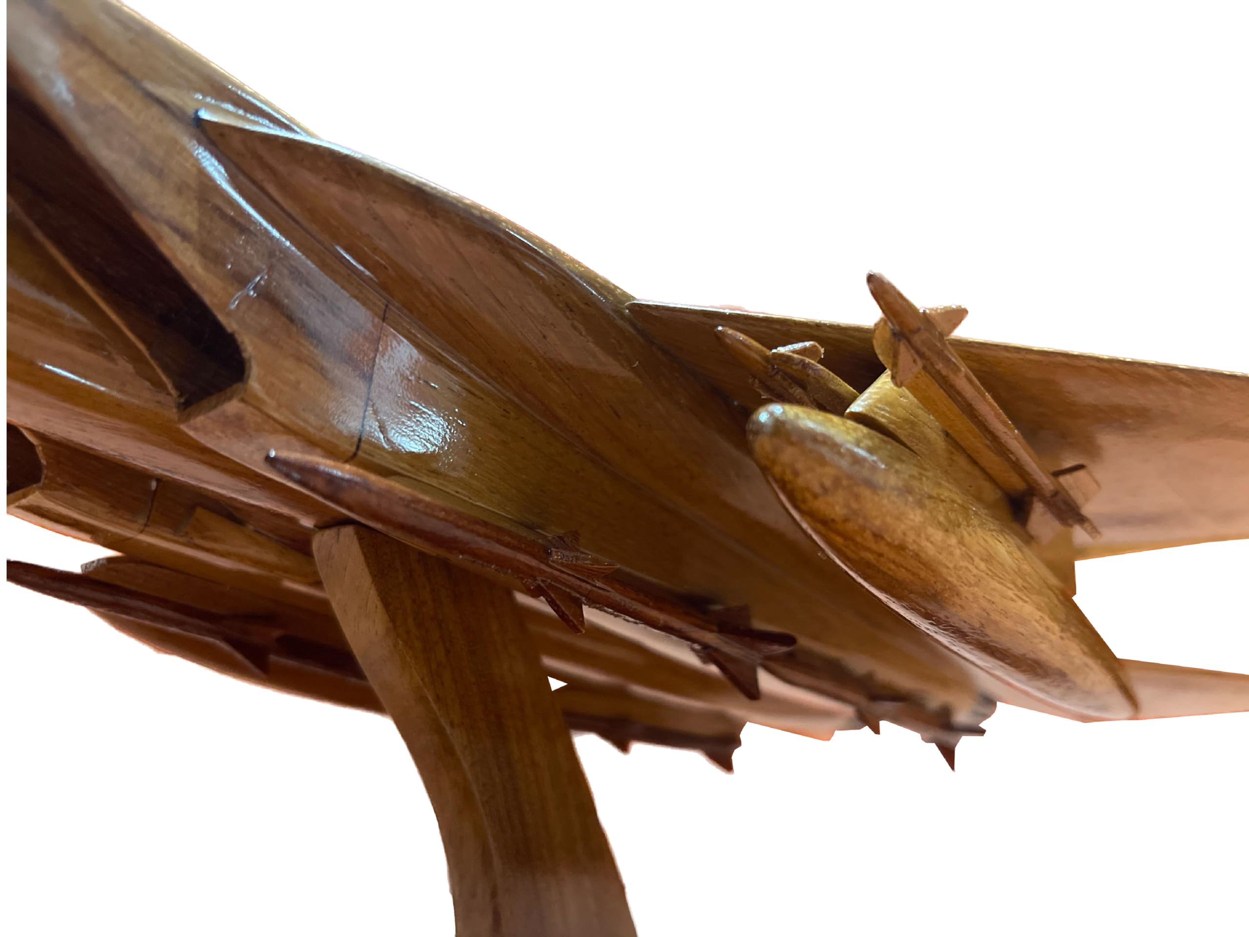 F15 Eagle Mahogany Wood Desktop Aircraft Model - Handcrafted Military Jet Replica for Office Decor, Gift & Collectors - Perfect for Aviation Enthusiasts, Home & Office Display
