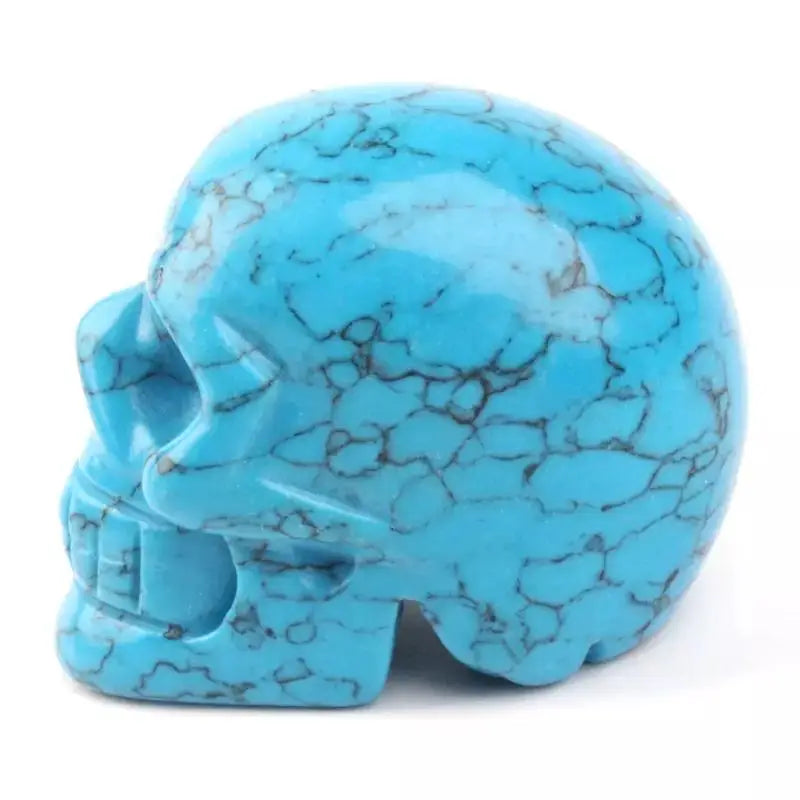 Natural Blue Turquoise Quartz Crystal Skull Head - 2 Inch Healing Stone for Home Decor, Meditation, and Spiritual Gifts | MOKAGY