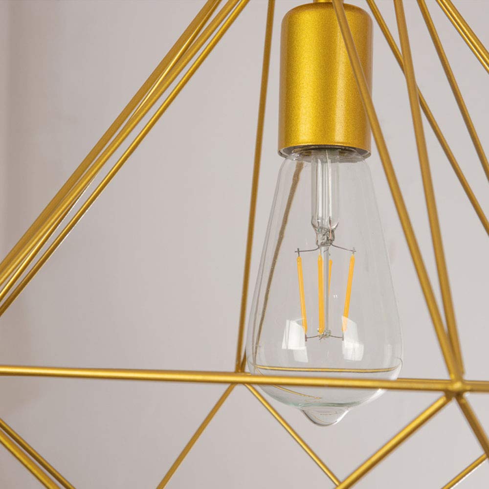 Kiven Industrial Plug-in Pendant Light - Adjustable Hanging Cage Lighting with Dimmer Switch (Brass Finish) - Perfect for Kitchen Island, Dining Room, Bedroom & Farmhouse Decor