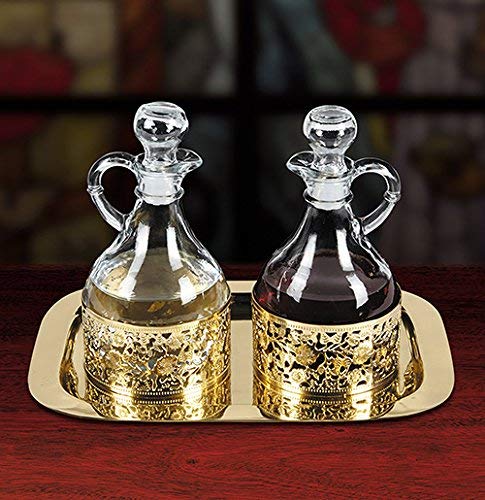 Christian Cruet Tray - Elegant Communion Serving Set for Church & Home