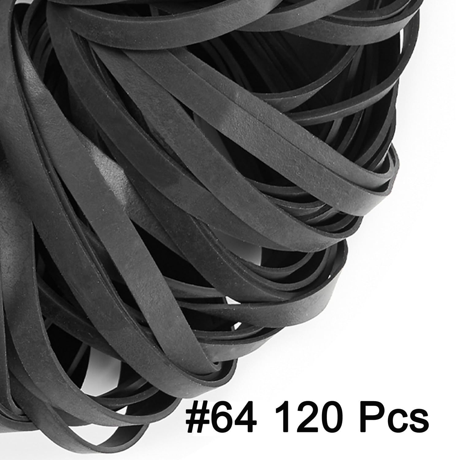 #64 Rubber Bands - 120 Pieces (0.6lb) Black Elastic Office Bands for File Folders, Litter Box, Mail & Packaging - Heavy Duty Rubber Bands for Office, Home & DIY Projects