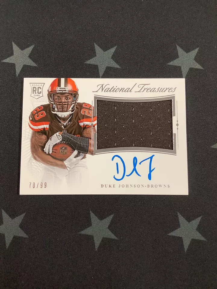 2015 Duke Johnson National Treasures RPA #70/99 Cleveland Browns Football Card - Rare Autographed Memorabilia for Collectors & Sports Fans - Perfect for Display, Trading, and Investment