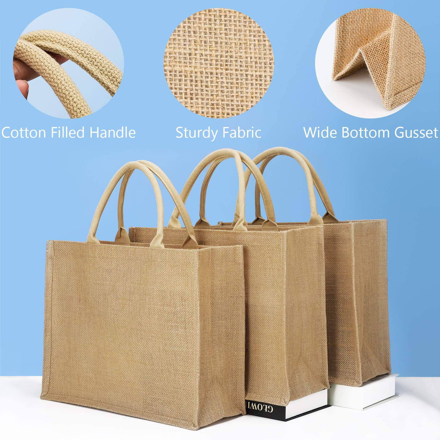 Segarty Jute Tote Bags - 1 Pack Small Burlap Reusable Canvas Gift Bags with Handles | Blank Bulk Tote for Bridesmaid Wedding Favors, Women's Grocery Shopping, Bachelorette Party, Beach Trips & DIY Projects | Perfect for Eco-Friendly Shopping, Gift Giving & Crafting