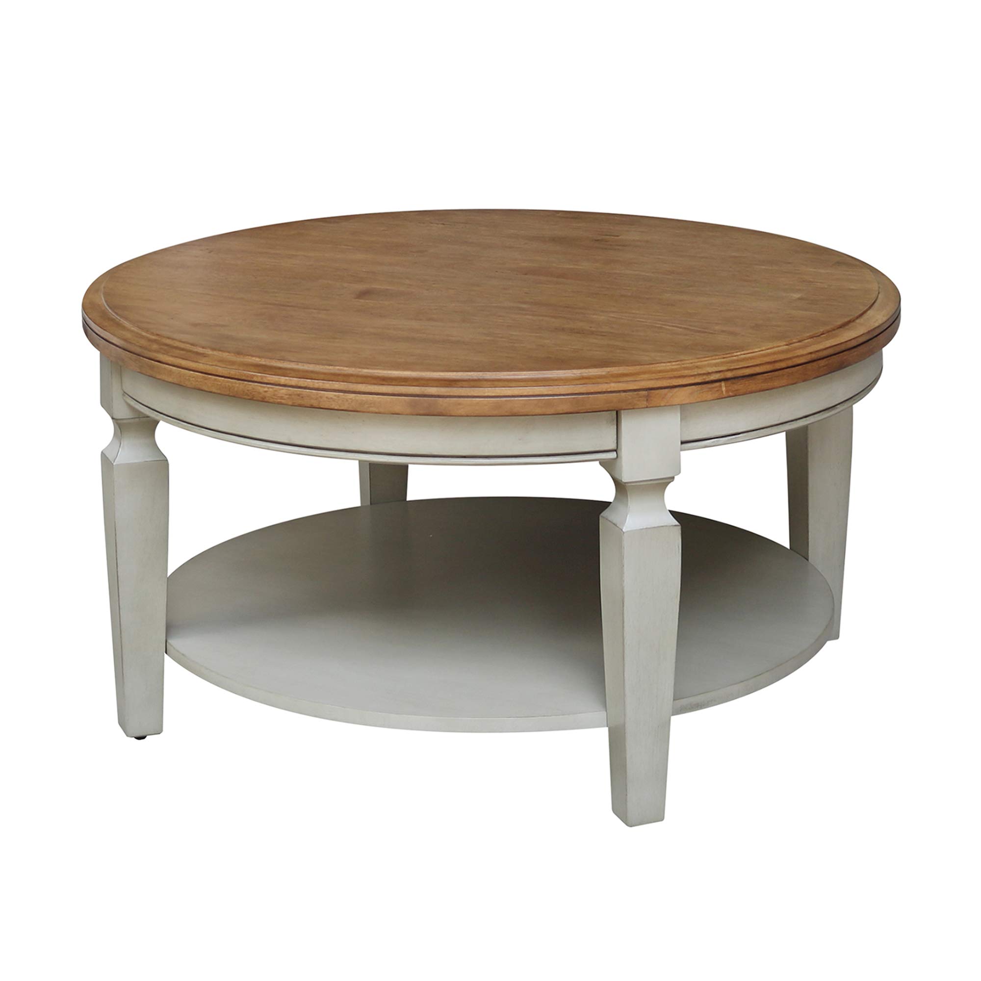 International Concepts Vista Round Hickory Stone Coffee Table - Modern Living Room Furniture for Home Decor & Entertainment