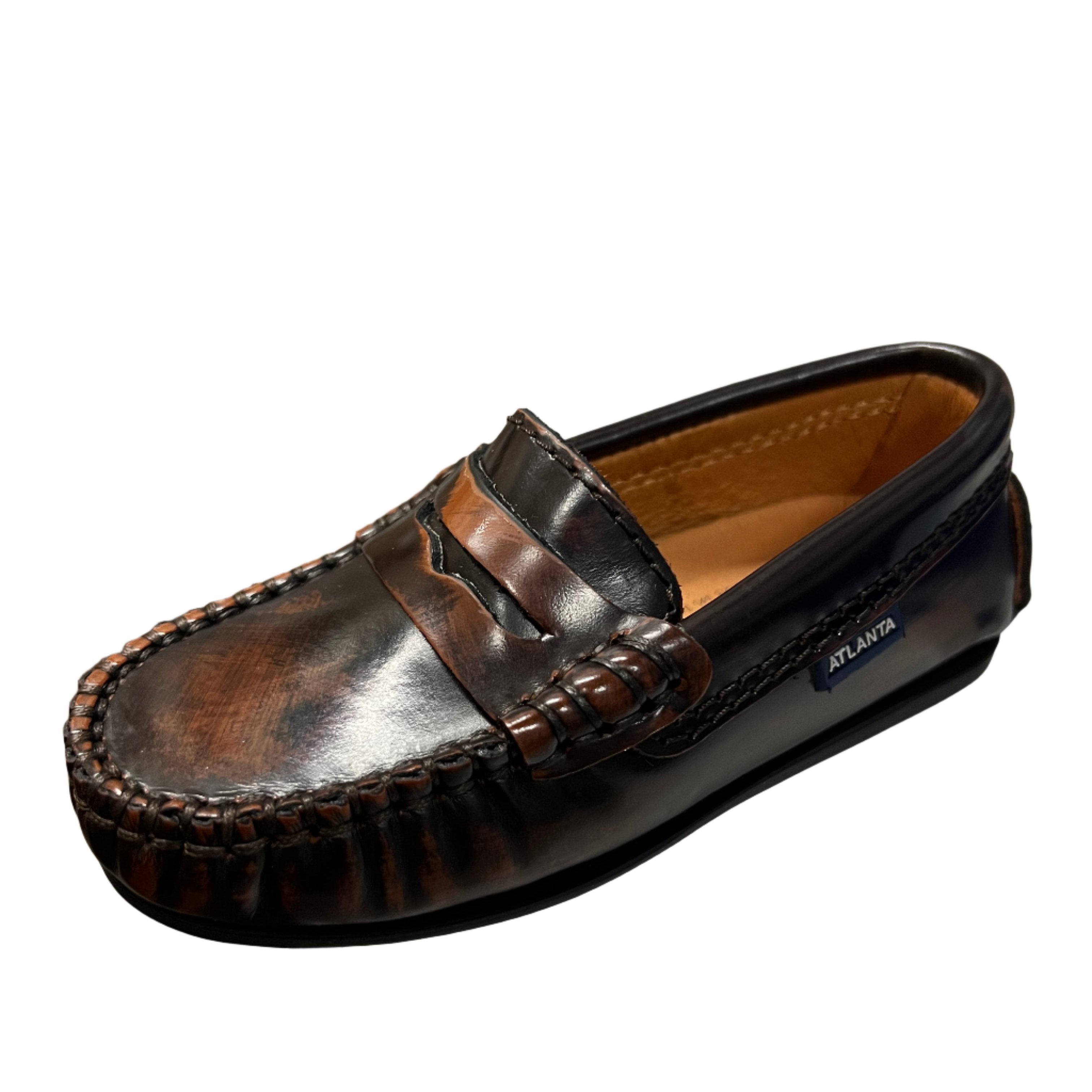 Atlanta Boys & Girls Brown Polished Moccasin Penny Loafers - Comfortable Leather Shoes for School, Casual Wear & Special Occasions