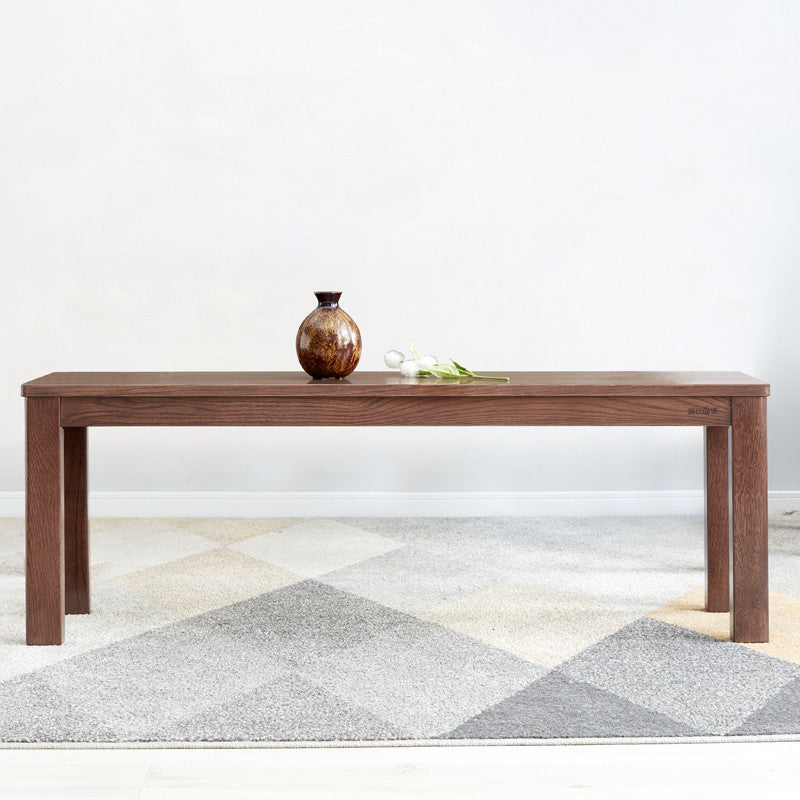 Solid Oak & Black Walnut Nordic Style Long Bench - Rustic Wooden Entryway, Dining Room, or Bedroom Seating Furniture for Home Decor