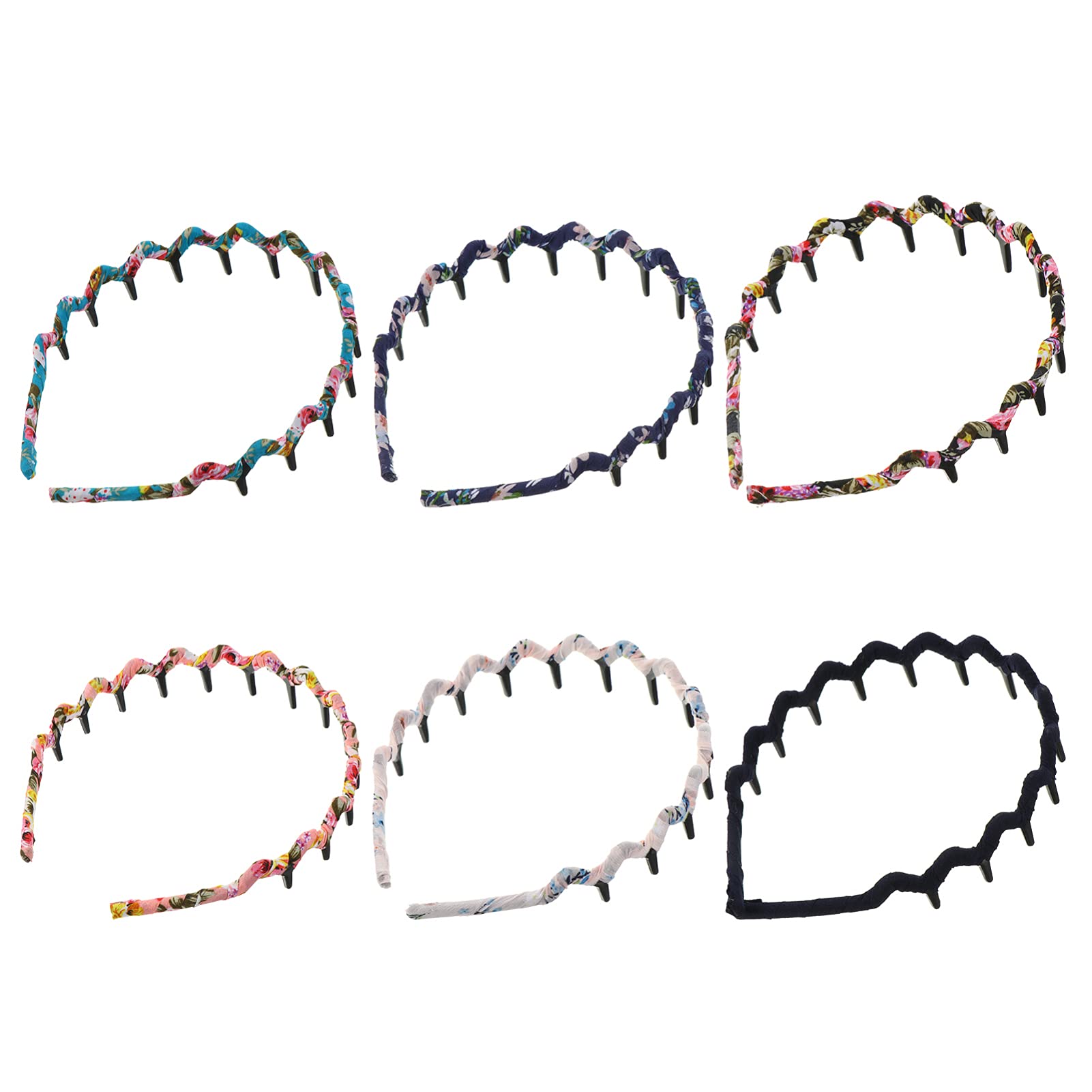 6pcs Shark Tooth Hair Comb Headband - Wrapped Cloth Hair Hoop Headwear for Women | Perfect for Beach, Wedding & Everyday Styling
