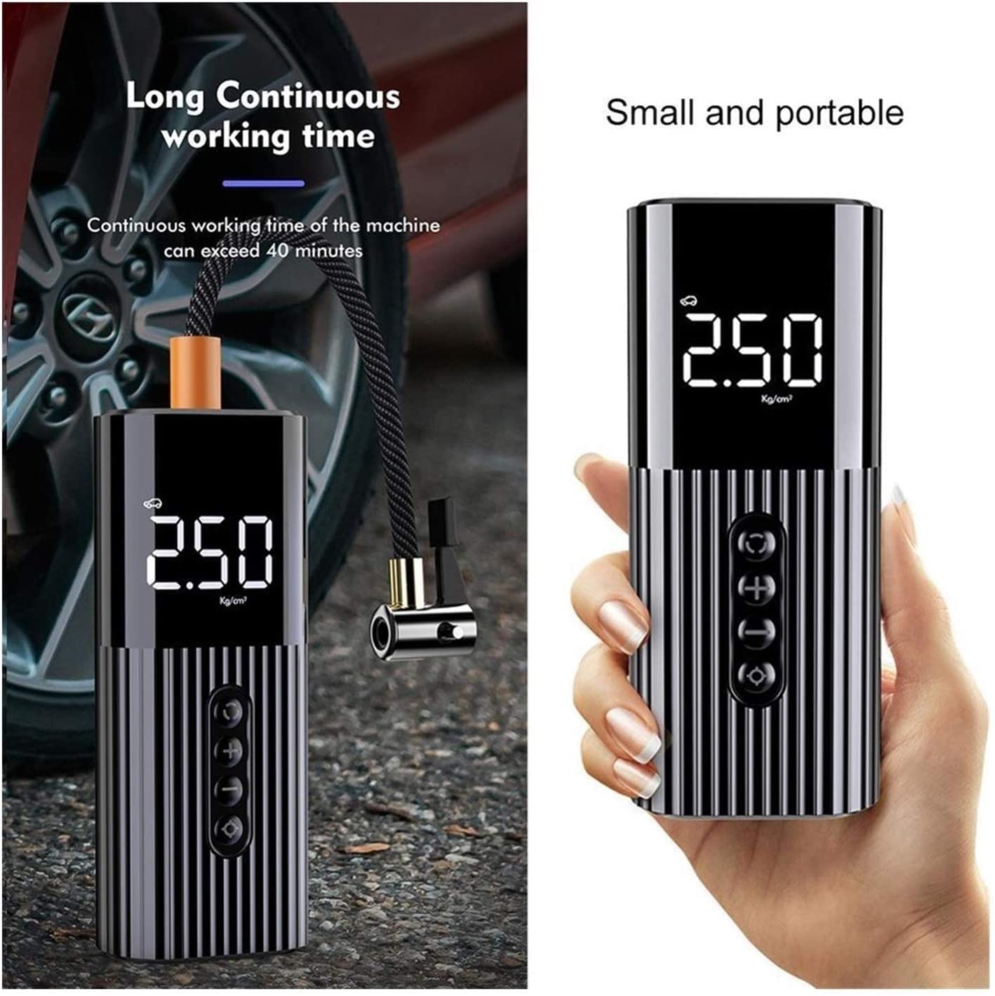 12V Portable Air Compressor Tire Inflator - Digital Gauge, LED Light & Valve Adaptors - Fast Car, Bike, Motorcycle Tire Pump - Perfect for Automobiles, Bicycles, Basketballs & Inflatables (Home, Garage, Roadside Emergency Use)