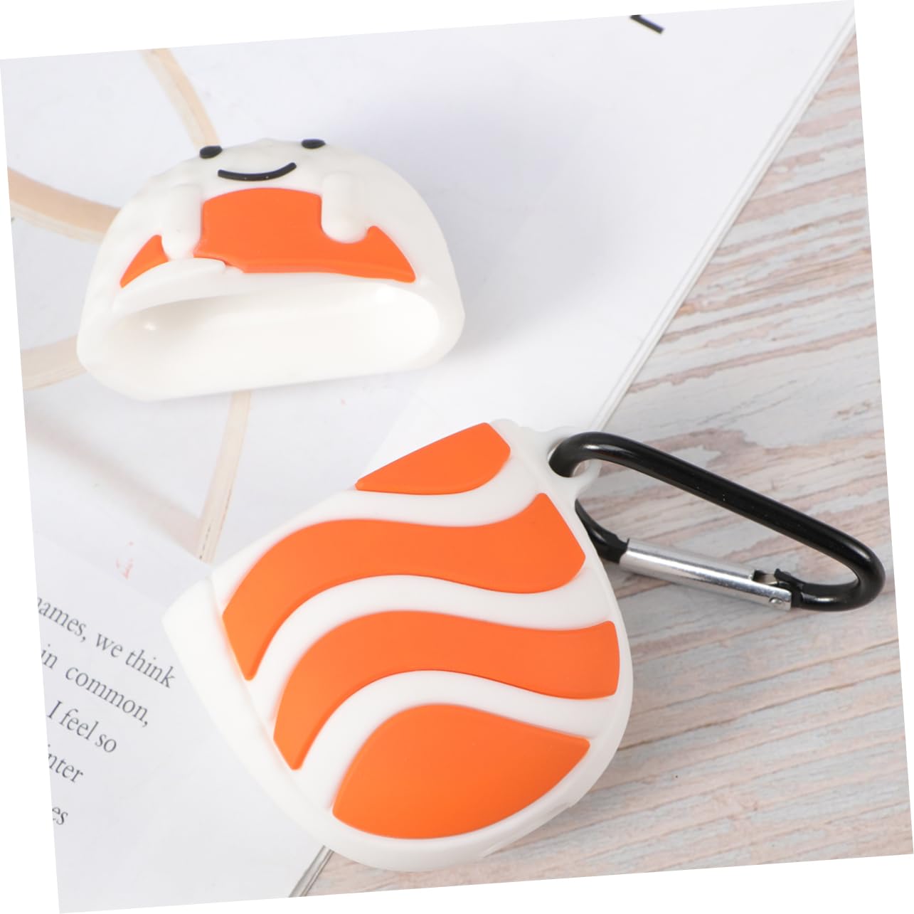 Salmon Sushi Shaped Silicone Earphone Covers - Anti-Slip, Dustproof Protection for Wireless Earbuds Cases (2-Pack) - Cute Accessories for AirPods, Galaxy Buds & More