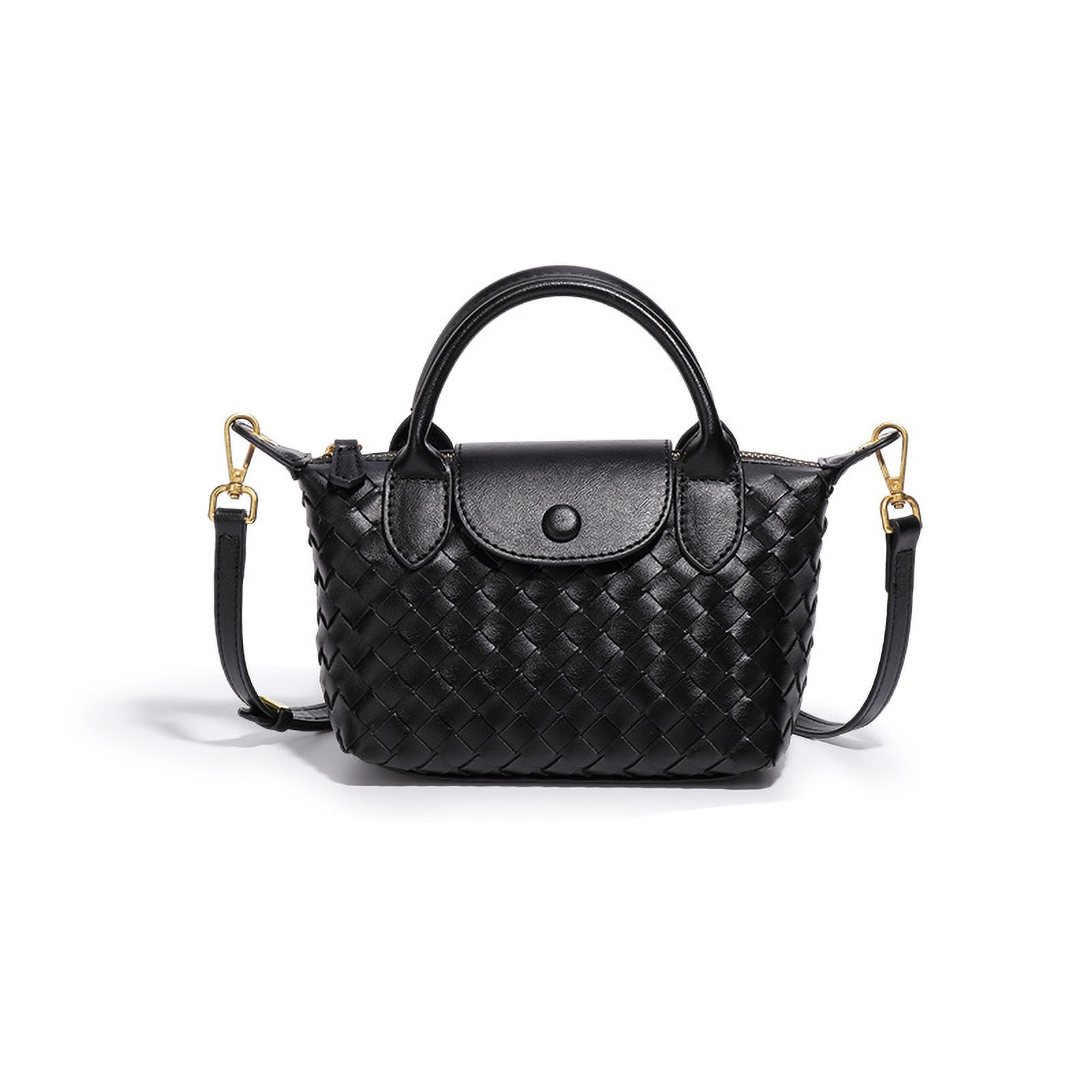 Mini Braided Leather Women's Top Handle Handbag - Small Luxury Satchel for Travel, Work & Everyday Use