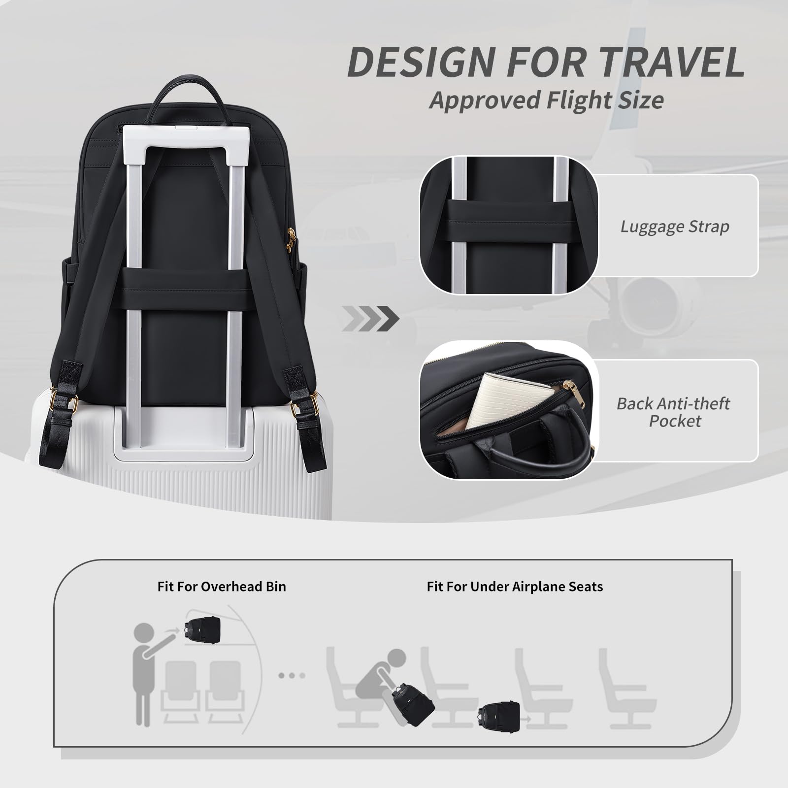 GOLF SUPAGS Women's Laptop Backpack with Separate 15.6 Inch Laptop Compartment - Stylish Work Travel Backpack for College, Office & Daily Use | Perfect for Commuting, Business Trips & Campus Life