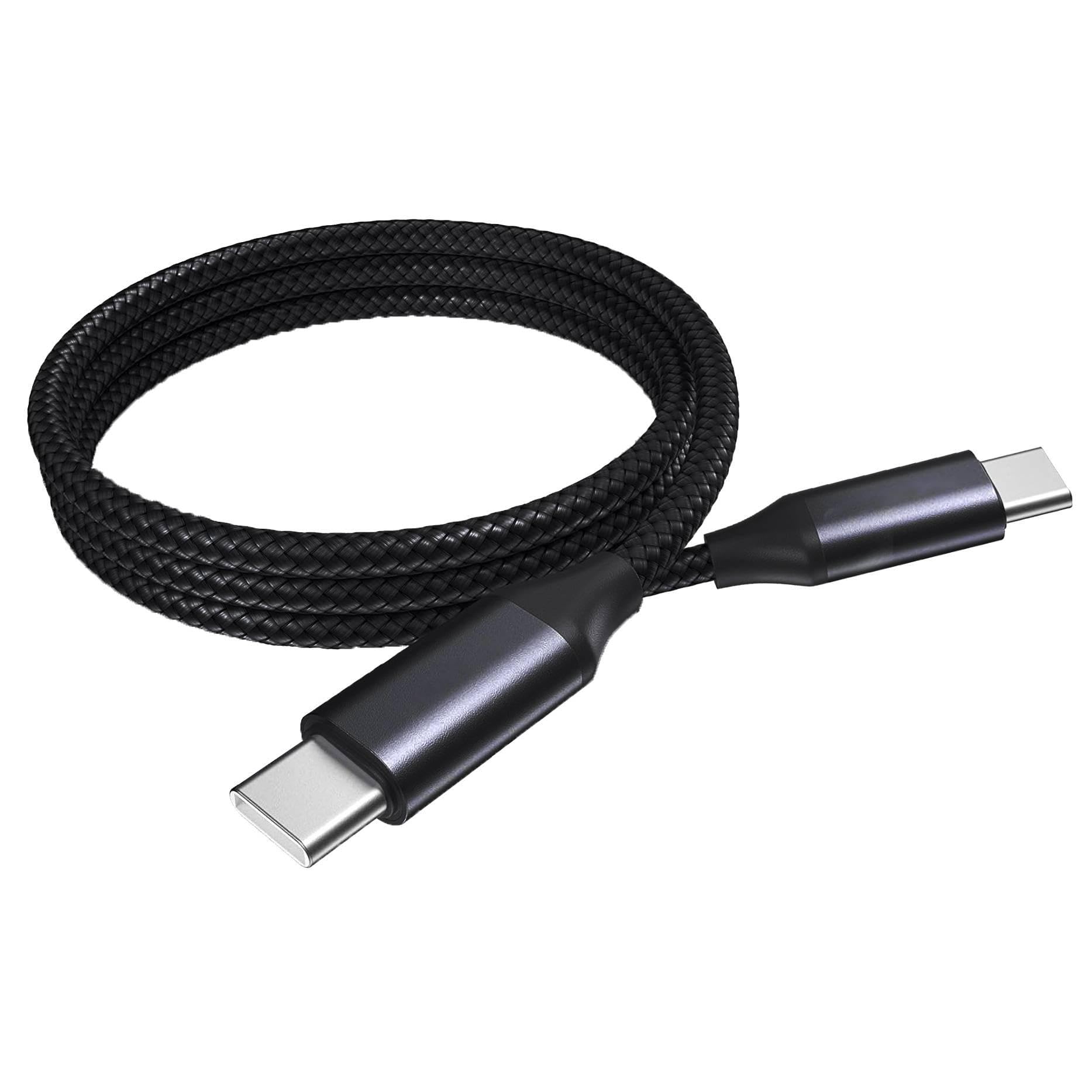 Premium 3ft USB-C to USB-C Fast Charging Cable (100W PD) - Nylon Braided Durable Charger for Remarkable 2, MacBook, Laptops & Phones - Perfect for Home, Office & Travel - Jet Black