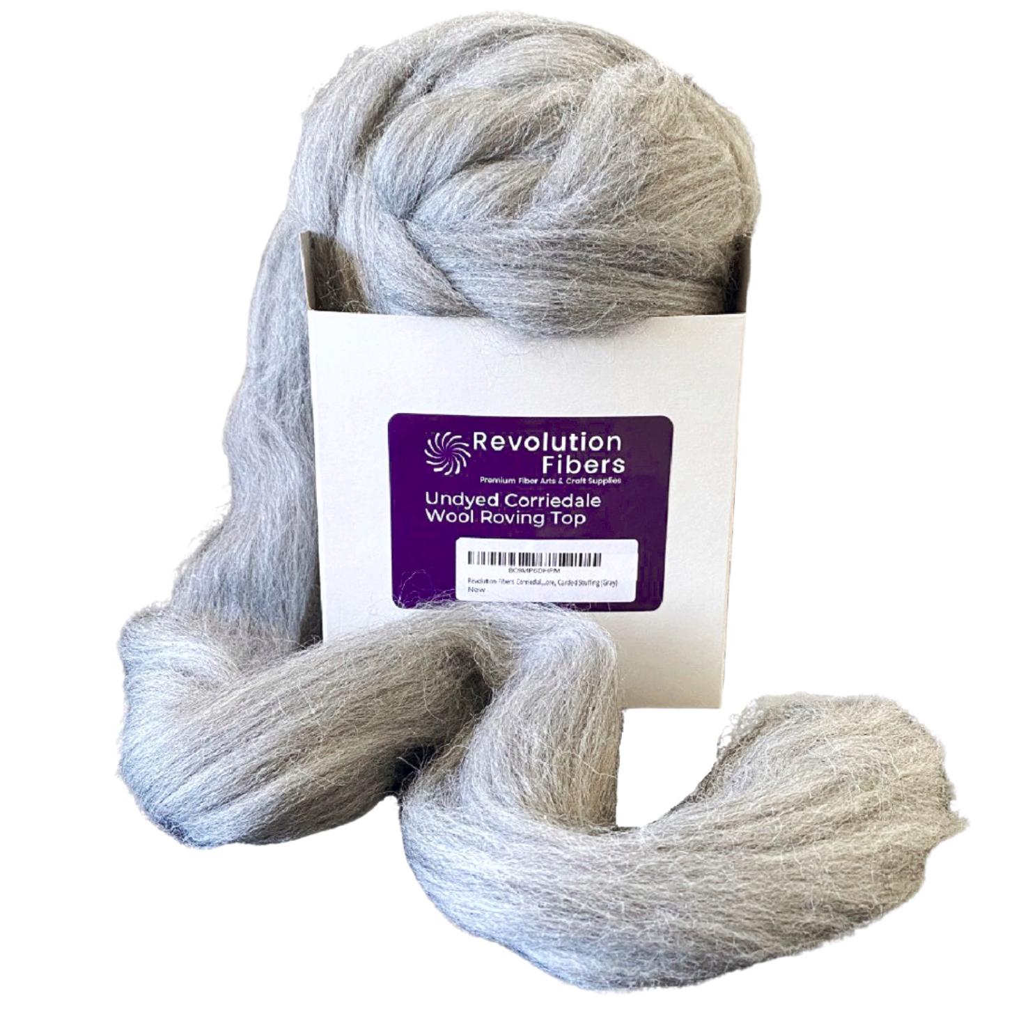 Premium Corriedale Wool Roving Top - 28 Micron Natural Gray Undyed Fiber for Spinning, Felting & Needlecraft | Soft Handmade Yarn Material for Knitting, Weaving & DIY Wool Projects