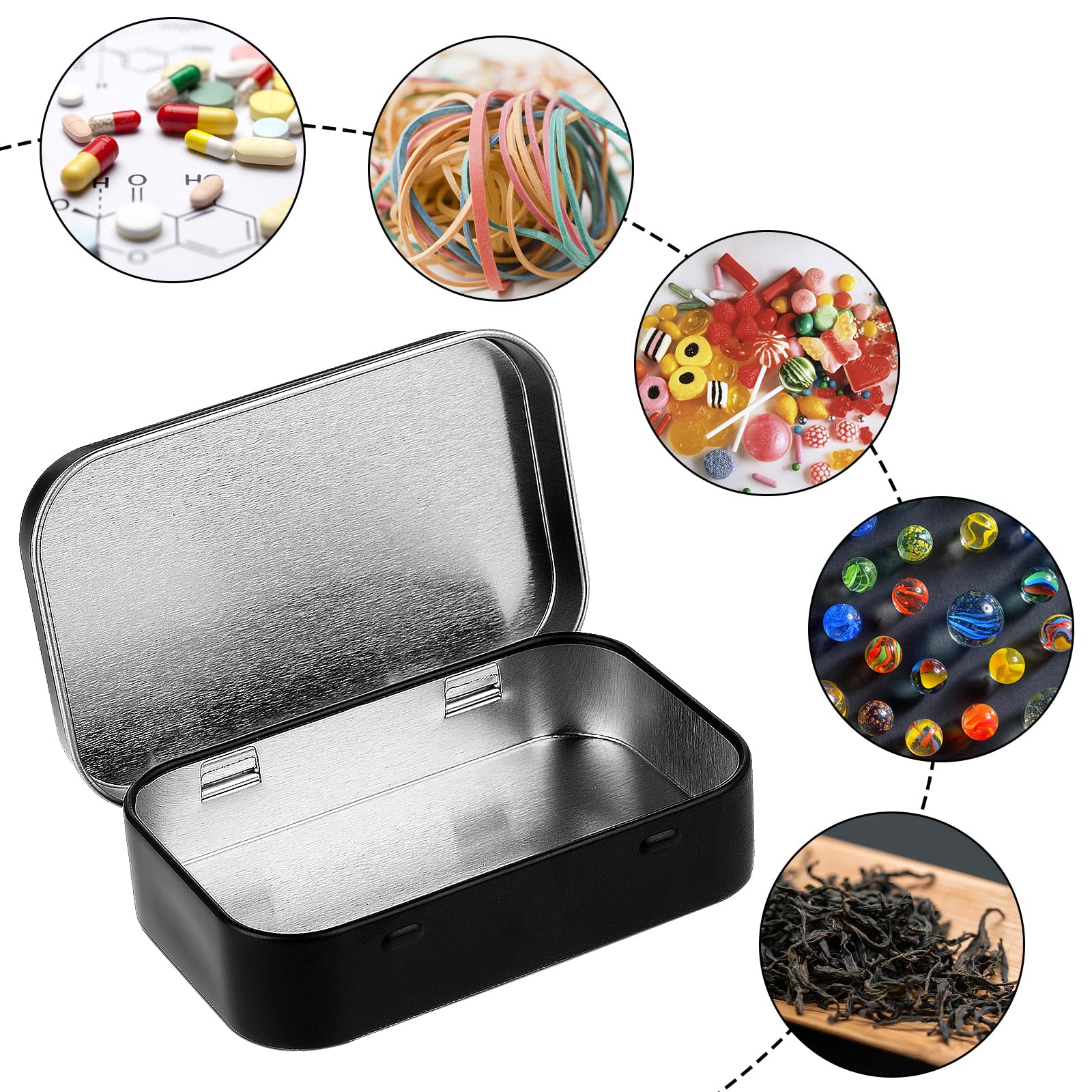 3-Piece Small Rectangular Metal Tin Boxes with Lids - Hinged Storage Containers for Candy, Jewelry, Keys & Earrings | Perfect for Home Organization, Gift Packaging & Craft Supplies (Black)