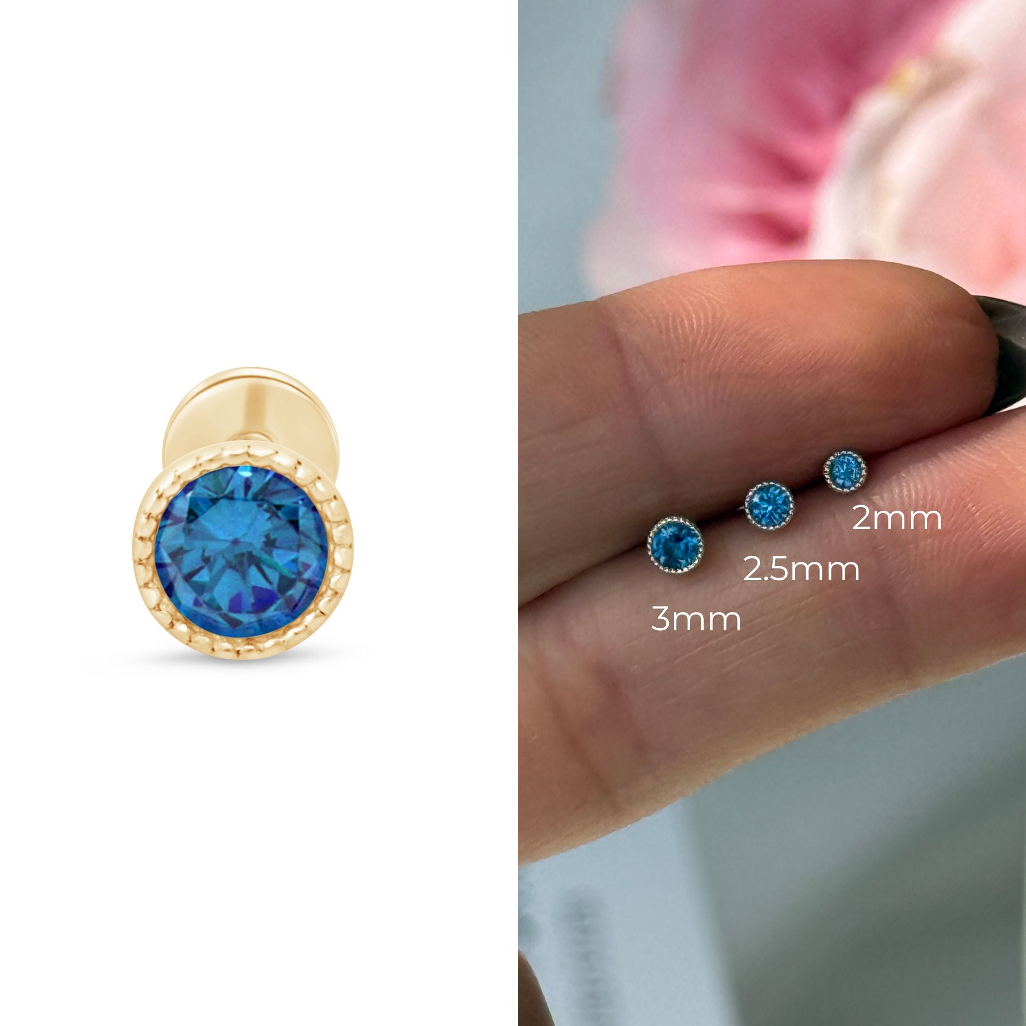 London Blue Topaz Stud Earrings 14k Yellow Gold Milgrain Detail - Perfect for Weddings, Anniversaries & Special Occasions