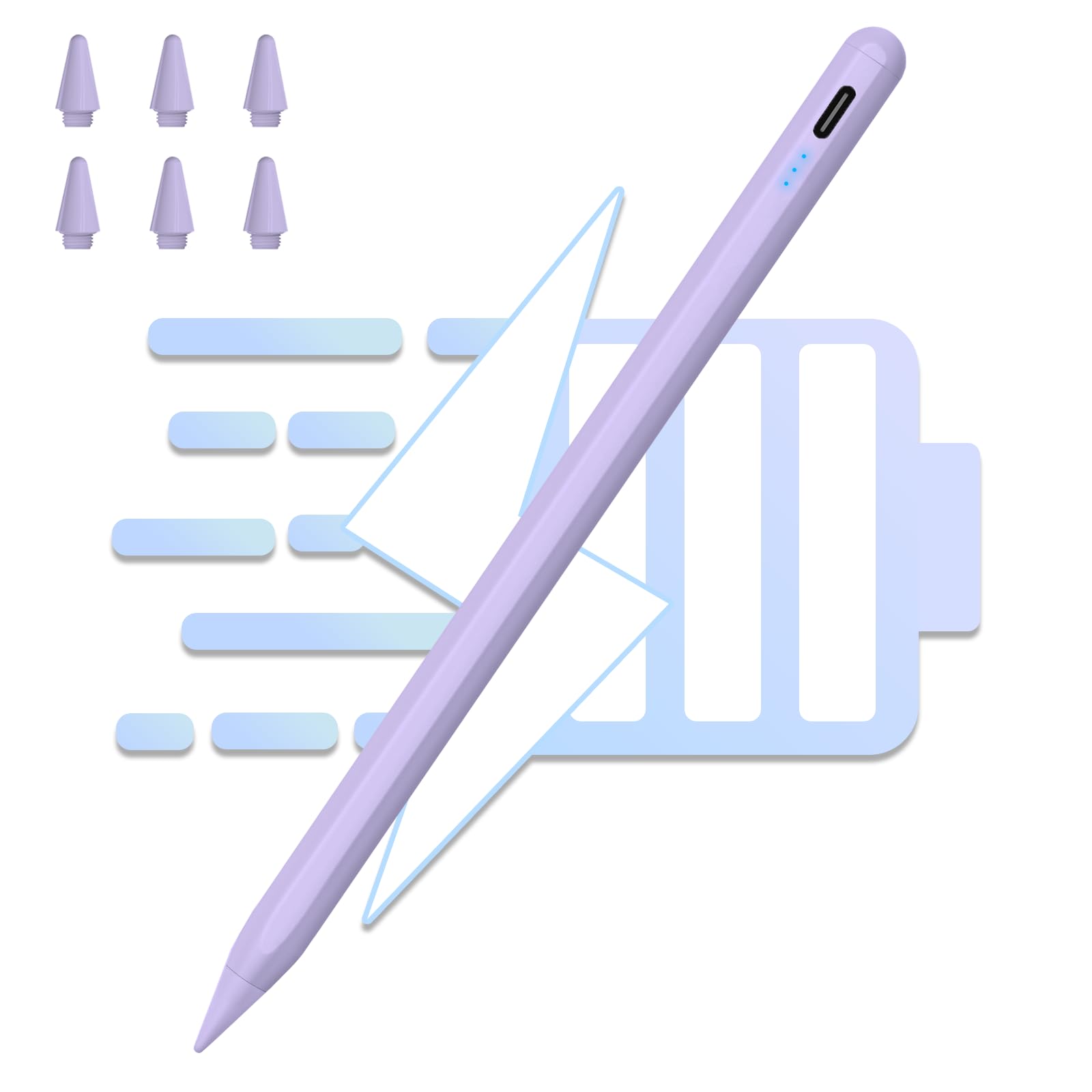 Apple Pencil Alternative - Fast Charging Stylus Pen for iPad (2018-2024 Models) with Palm Rejection, Tilt & Magnetic Attachment - Compatible with iPad Pro 11