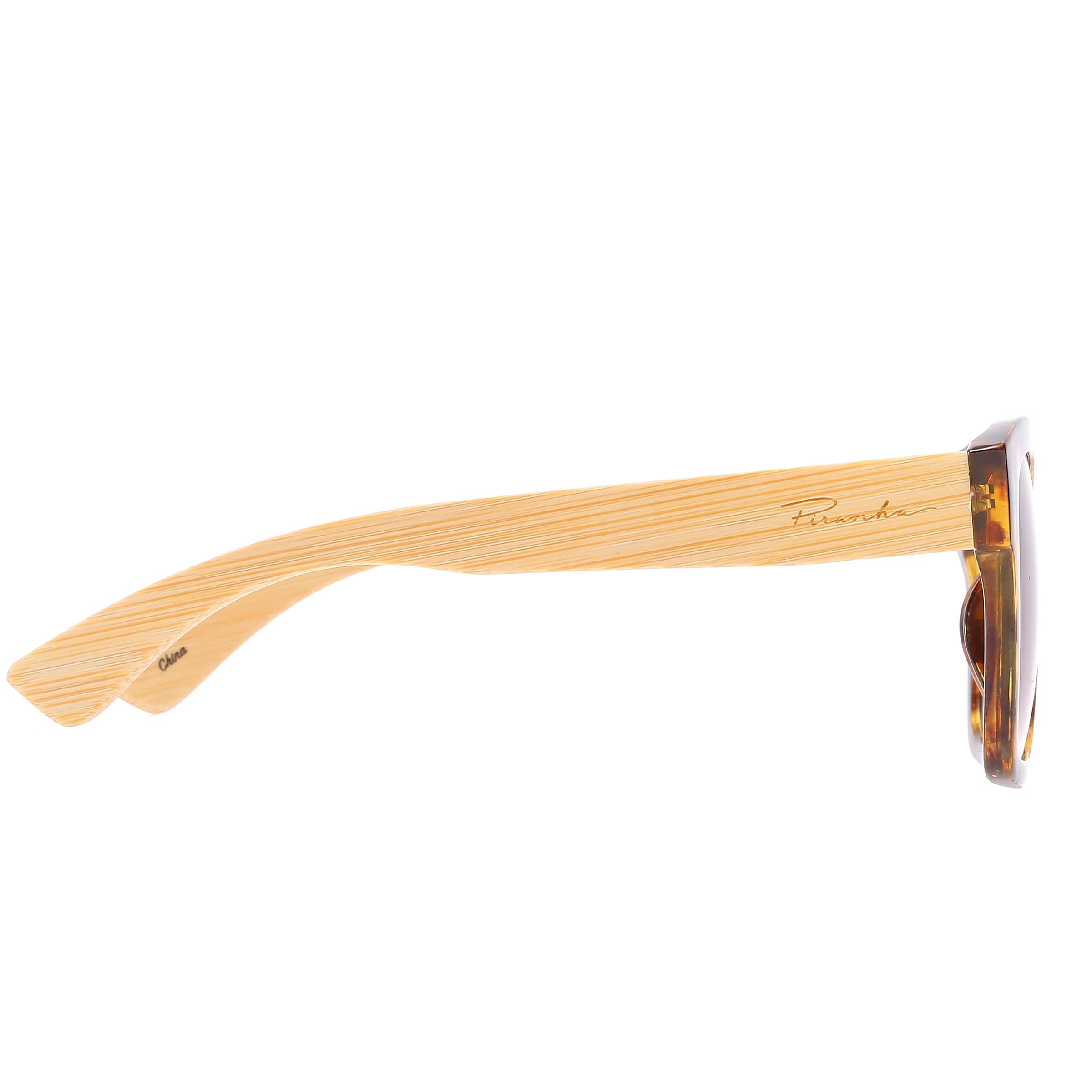Piranha Square Sunglasses for Women - Demi Frame, Sustainable Bamboo Temples & Gradient Brown Lenses | UV Protection, Fashion Accessory for Beach, Driving & Outdoor Activities