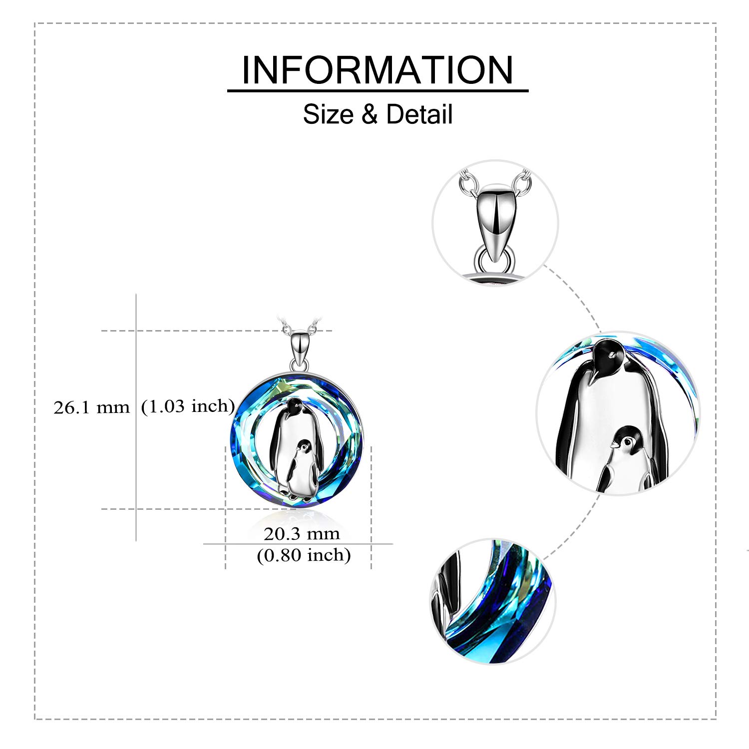 ONEFINITY 925 Sterling Silver Crystal Penguin Mother & Baby Pendant Necklace - Elegant Jewelry Gift for Women & Penguin Lovers - Perfect for Birthdays, Anniversaries, and Mother's Day