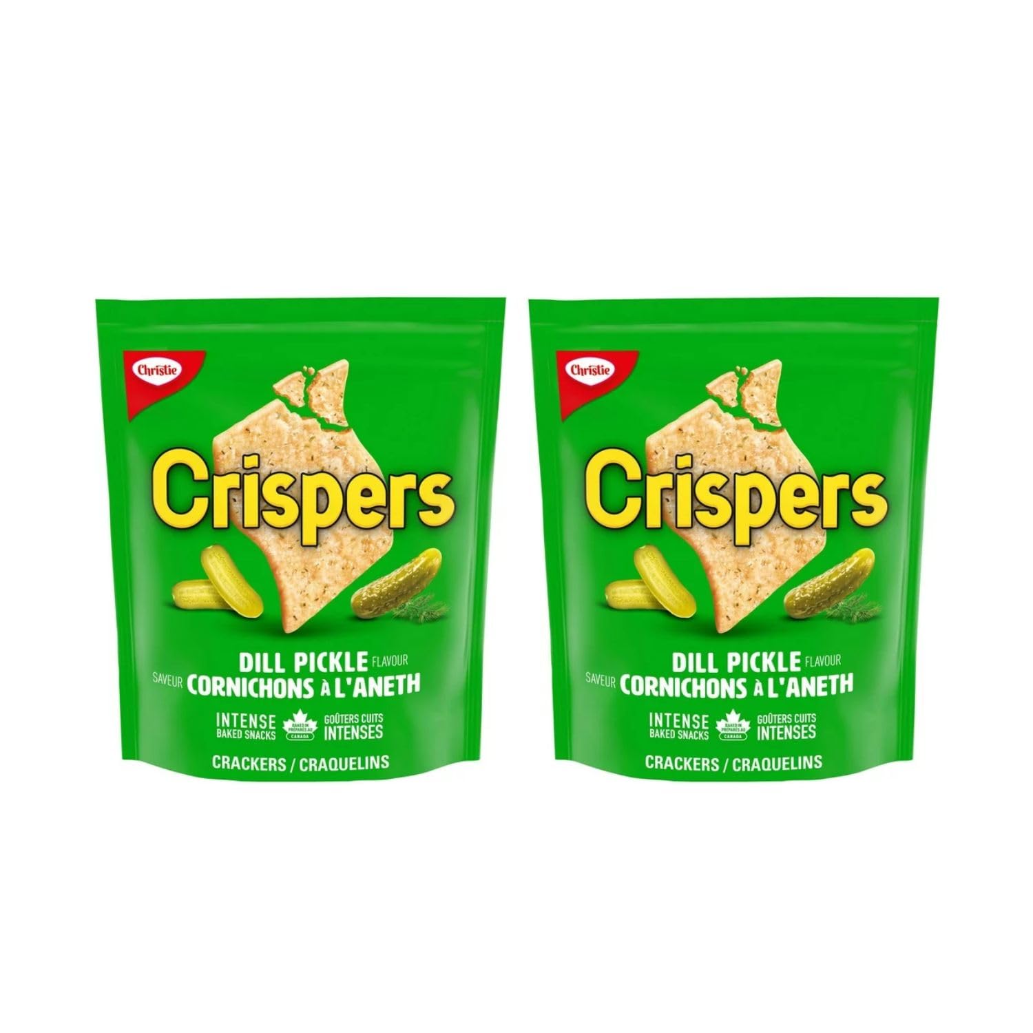 Christie Crispers Dill Pickle Flavored Cracker Snacks - 5.1oz (145g) Pack of 2 | Crunchy Baked Crackers | Perfect for Lunchboxes, Parties & On-the-Go Snacking | Shipped from Canada