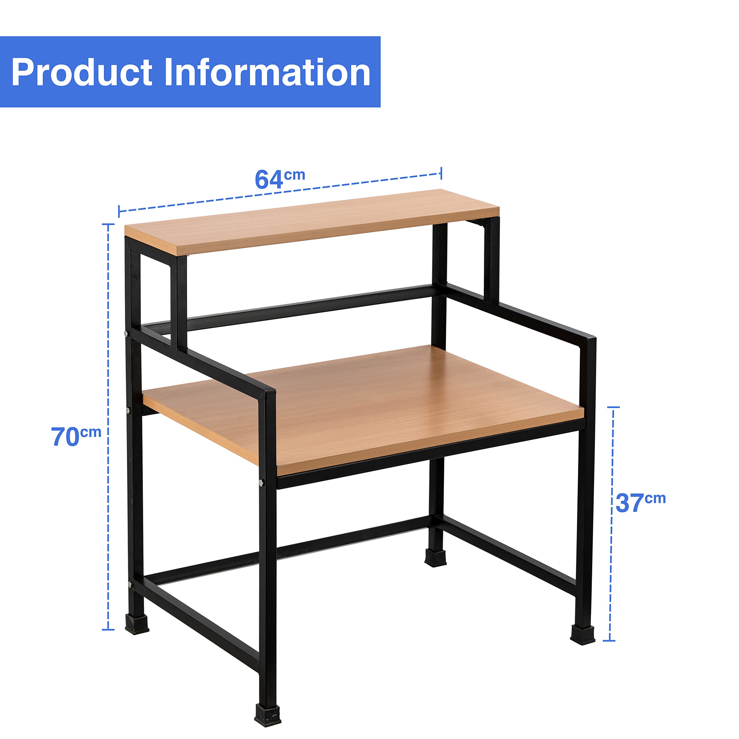 3-Tier Microwave Oven Stand with Storage Shelf - Premium MDF & Steel Kitchen Organizer Rack (60x43cm, Bavarian Beech/Black) - Perfect for Small Kitchens, Apartments & Dorm Rooms - Made in India