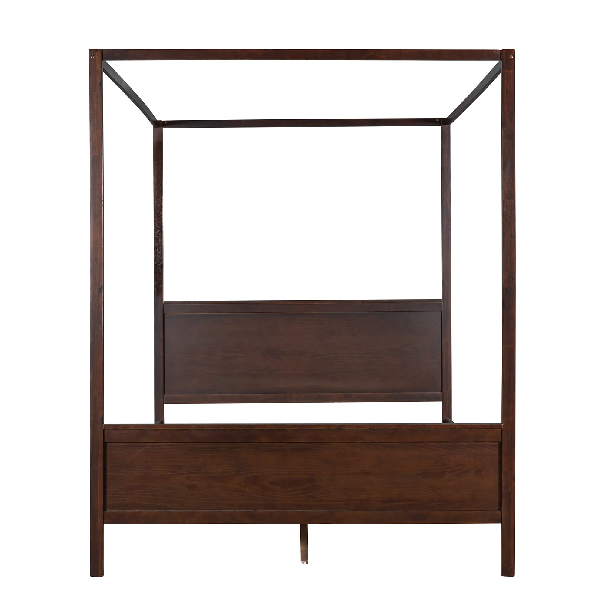 Queen Size Wood Canopy Bed with 2 Nightstands - Modern Kids Bedroom Set for Girls, Boys & Teens - Espresso Finish - Customizable Decor for Bedrooms, Dorms & Guest Rooms