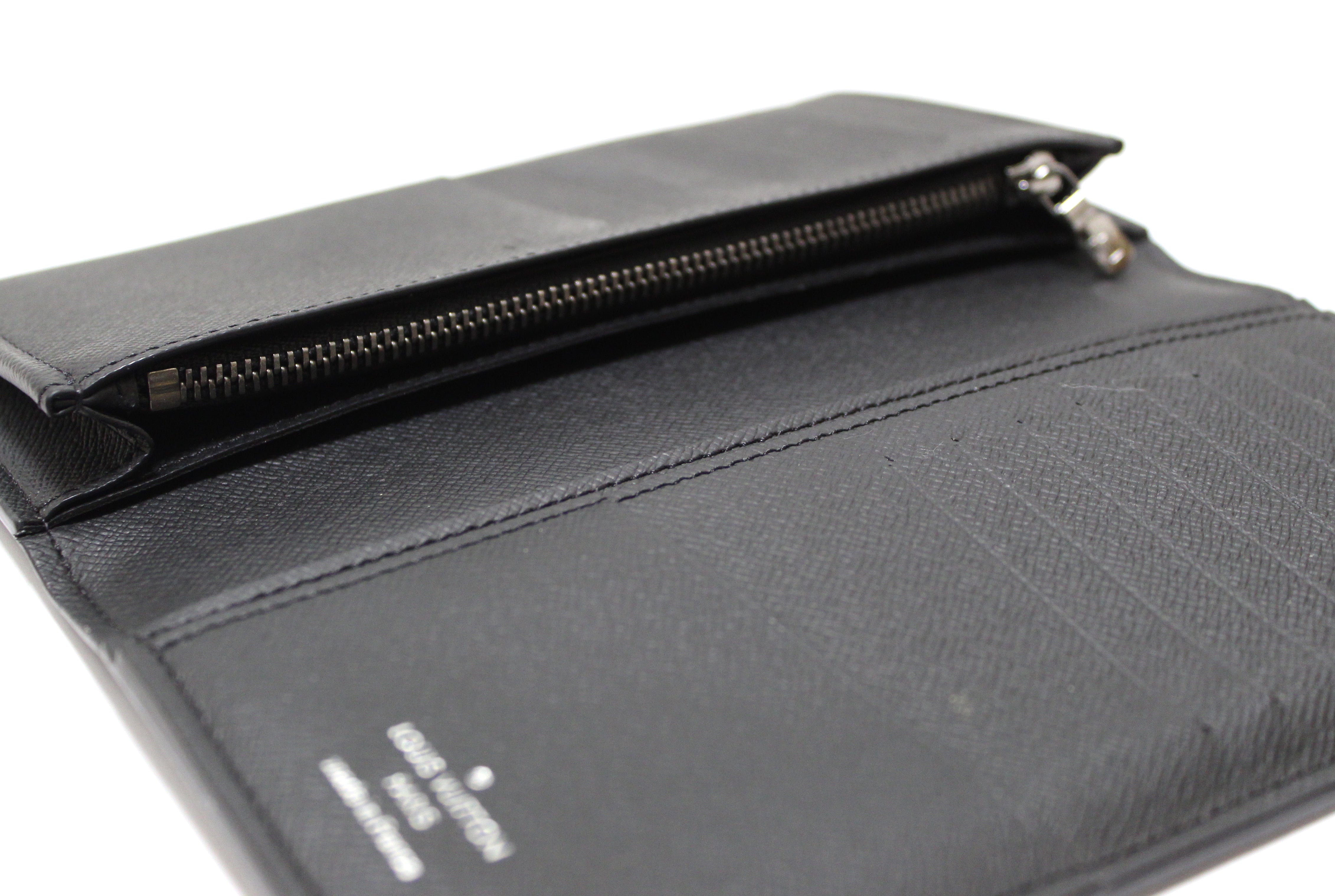 Authentic Louis Vuitton Monogram Eclipse Brazza Long Wallet for Men - Black/Grey Leather Bifold Wallet with Multiple Card Slots - Perfect for Business, Travel & Everyday Use