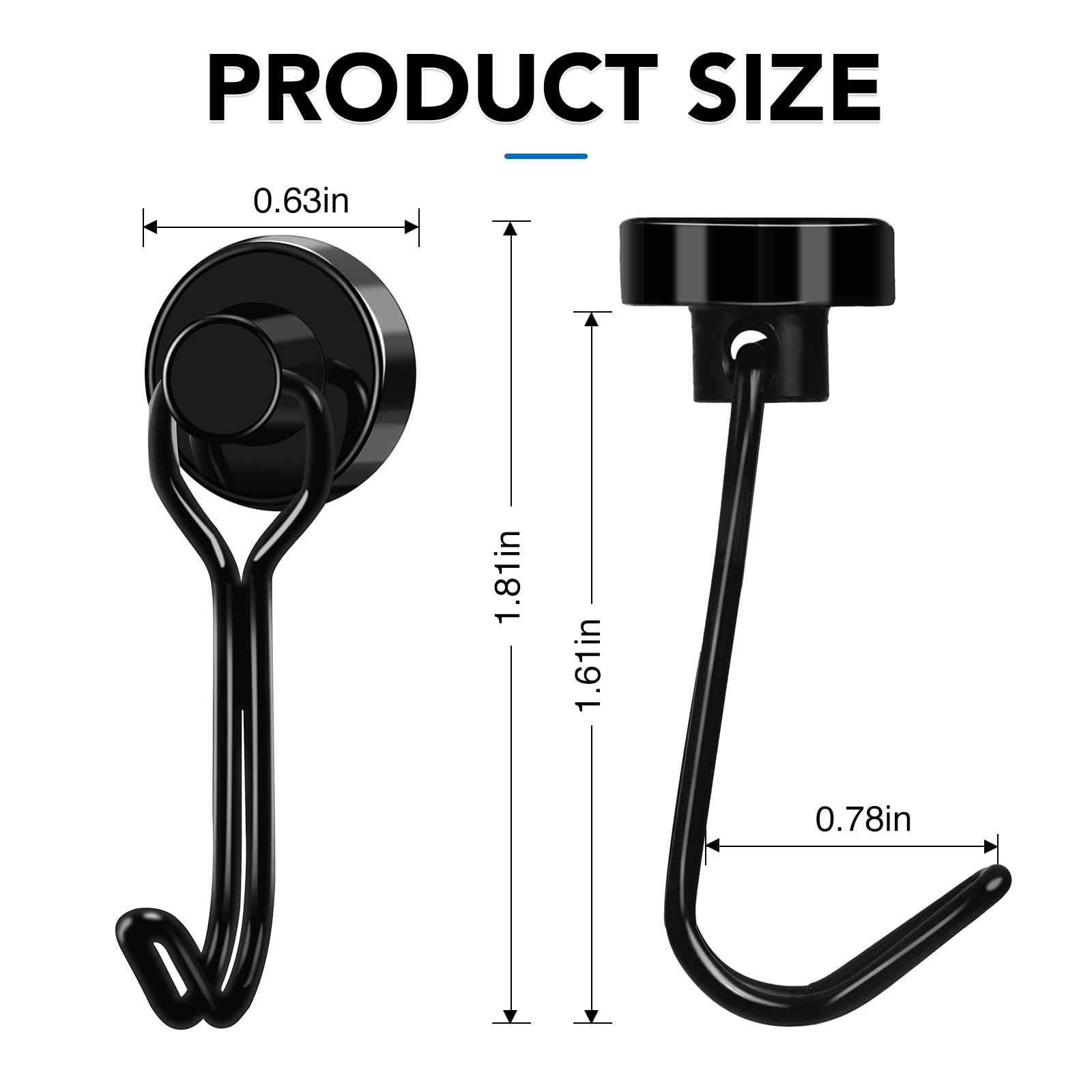 LOVIMAG 8-Pack Magnetic Hooks - Heavy Duty for Garage, Fridge & Travel