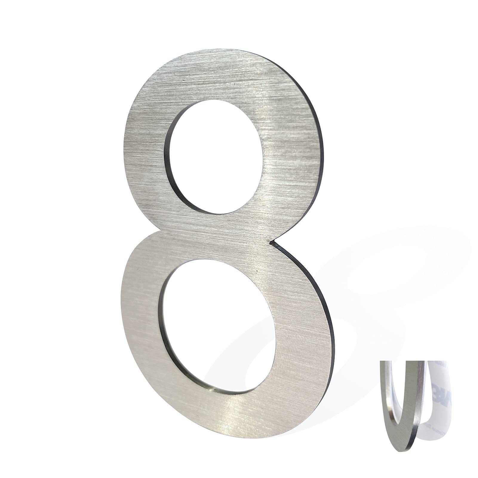 Modern Stainless Steel House Numbers 3-8 Inch - Self-Adhesive Metal Mailbox Address Plaques in Silver - Weatherproof Outdoor Home & Apartment Door Number Signs for Mailbox, Fence, and Front Porch Decor