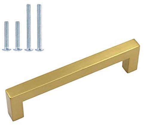 90mm Gold Cabinet Pulls - 3.5 Inch Drawer Handles, Stainless Steel Kitchen Cabinet Hardware (50 Pack) | Modern Cabinet Knobs for Kitchen, Bathroom & Office Furniture Upgrade