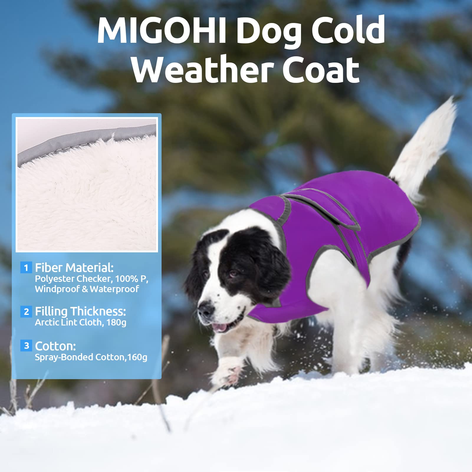 MIGOHI Reflective Dog Coat - Waterproof Windproof Winter Jacket for Small Medium Large Dogs, Fleece Lined Reversible Snowsuit for Cold Weather - Perfect for Walking, Hiking & Outdoor Adventures in Snowy Conditions