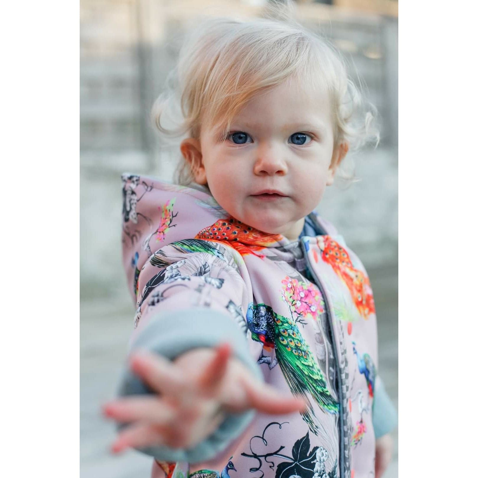 Waterproof Kids Rain Jacket - Dusky Peacocks Splasher Coat for Boys & Girls | Outdoor Play, School, Hiking & Rainy Day Protection