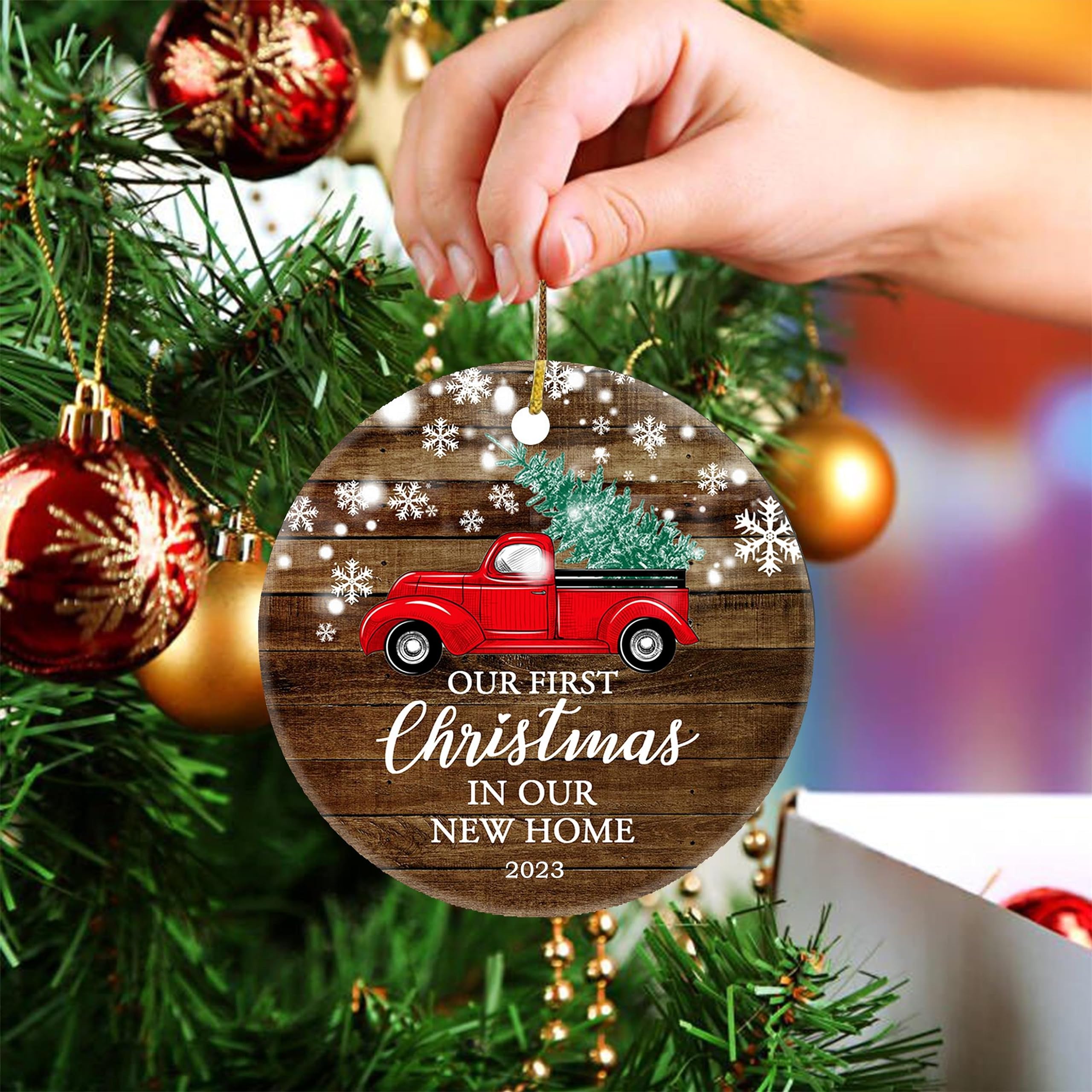 Our First Christmas in Our New Home Ornament 2024 - Housewarming Gift for New Homeowners - Sweet Home Decor Keepsake - Perfect for First House Celebration & Holiday Tree Decoration