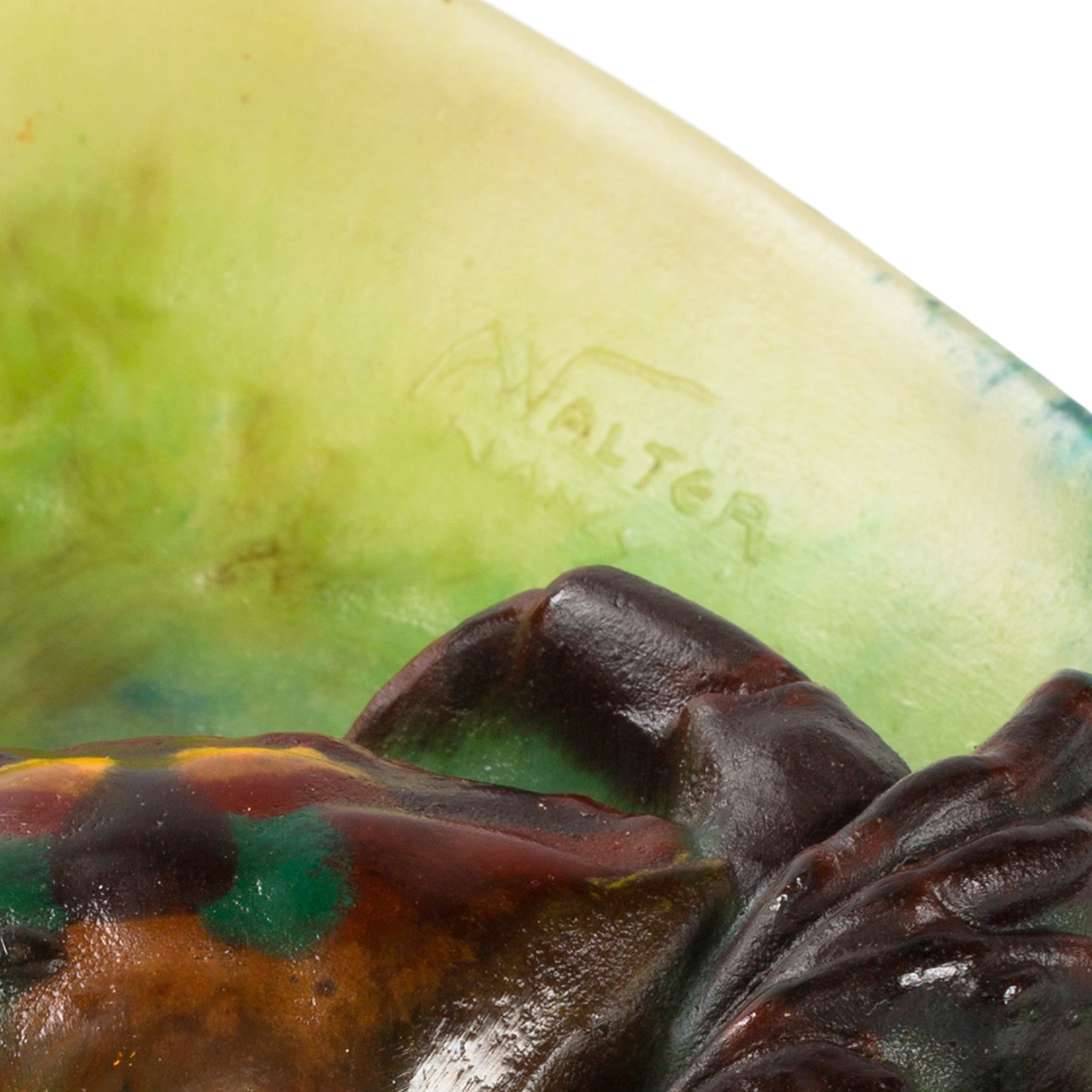 Amalric Walter Small Crab Pâte de Verre Glass Catch-All Dish - Vintage French Art Glass Desk Organizer for Jewelry, Keys & Coins
