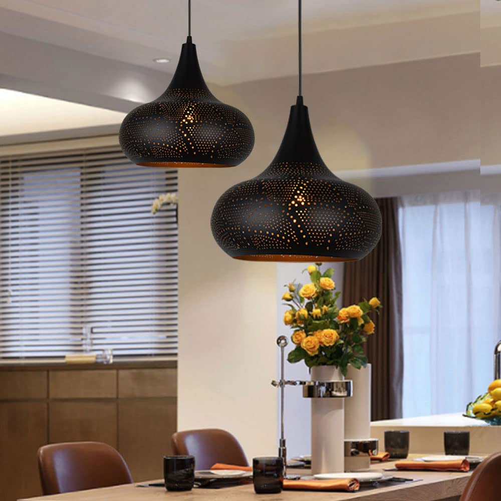 Industrial Style Black Frosted Iron Pendant Light - Adjustable Hanging Wire Chandelier for Restaurant, Farmhouse & Hot Pot Dining - Easy to Install Ceiling Lighting Fixture